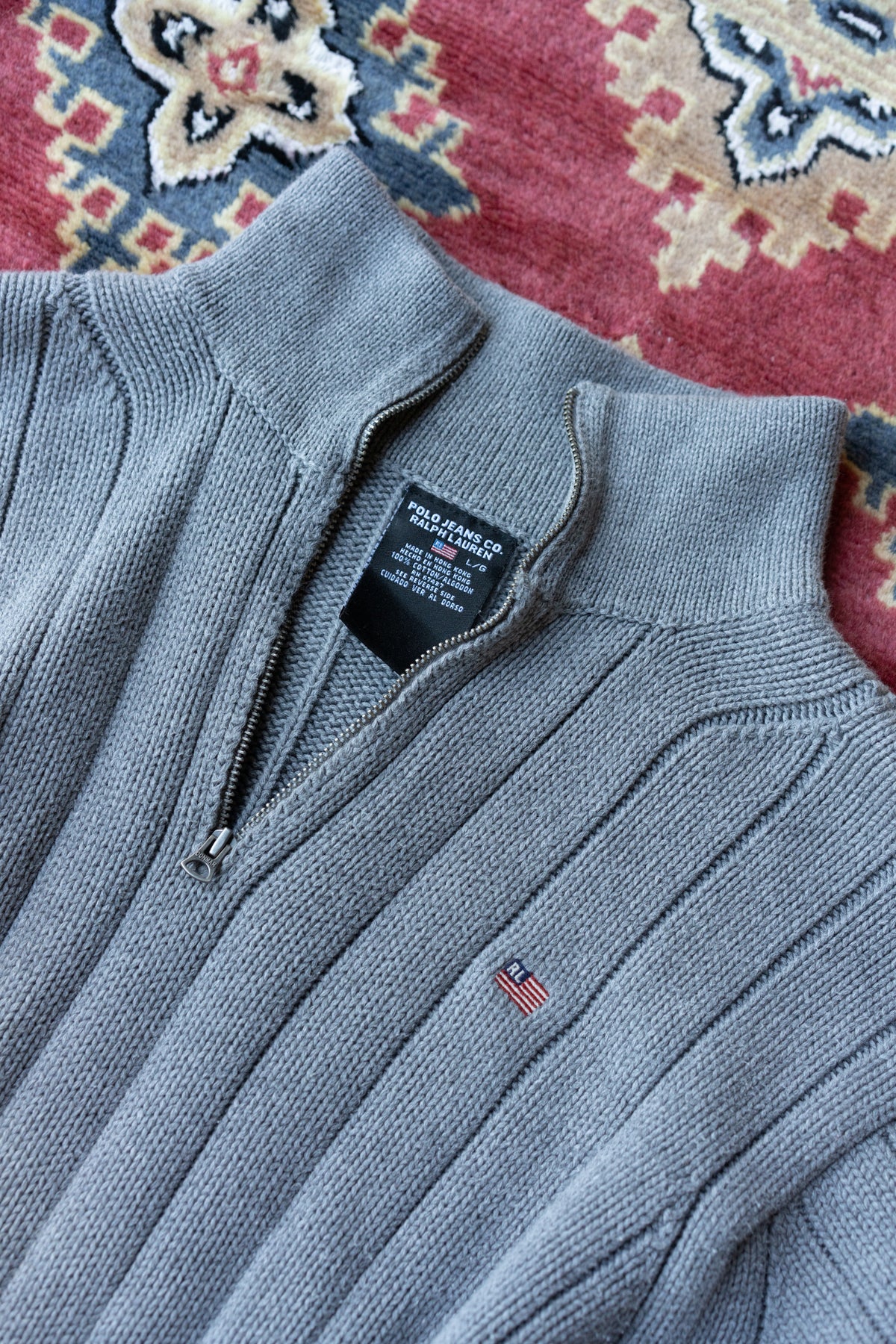 Polo Jeans RL Cotton Ribbed Quarter Zip Sweater