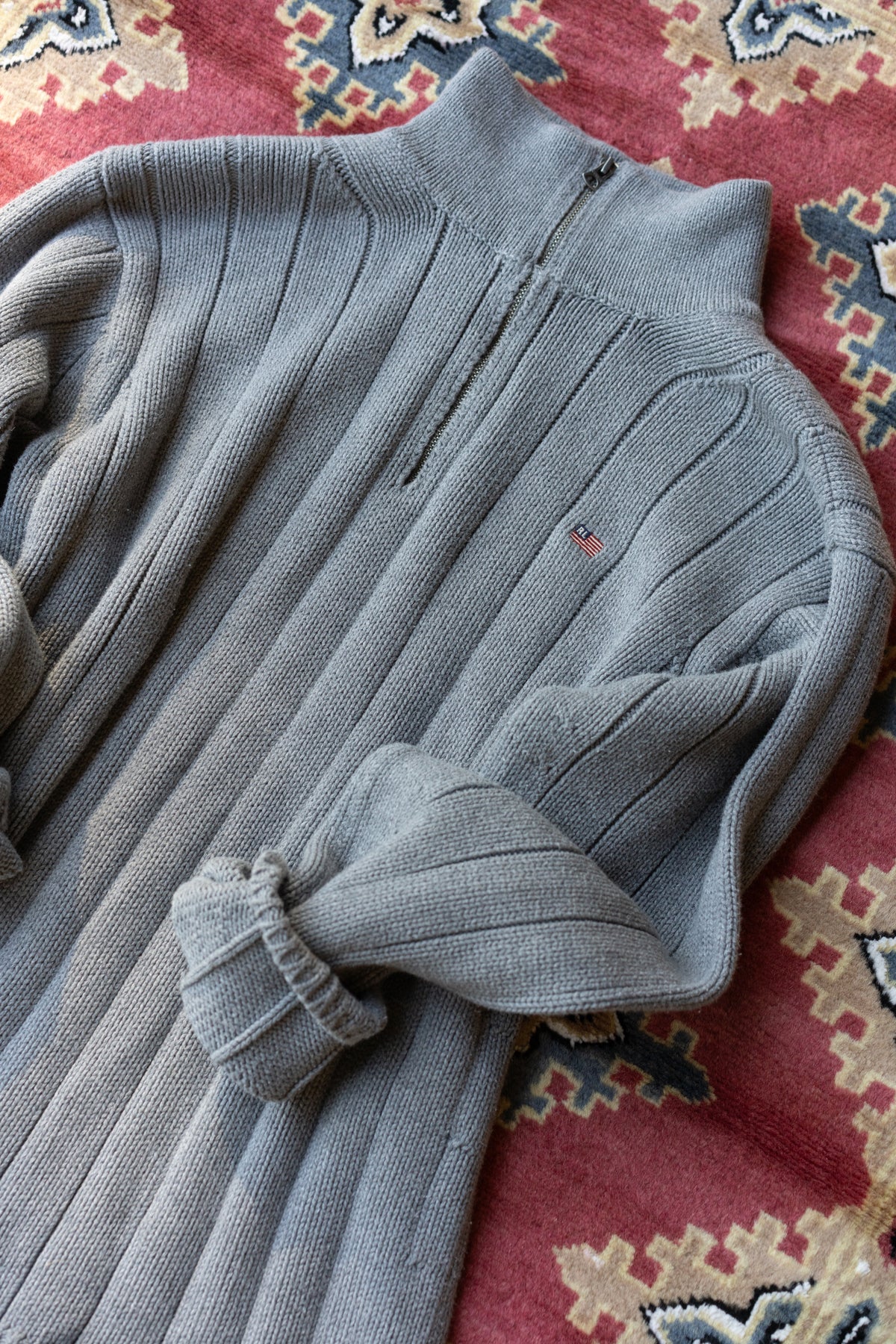 Polo Jeans RL Cotton Ribbed Quarter Zip Sweater
