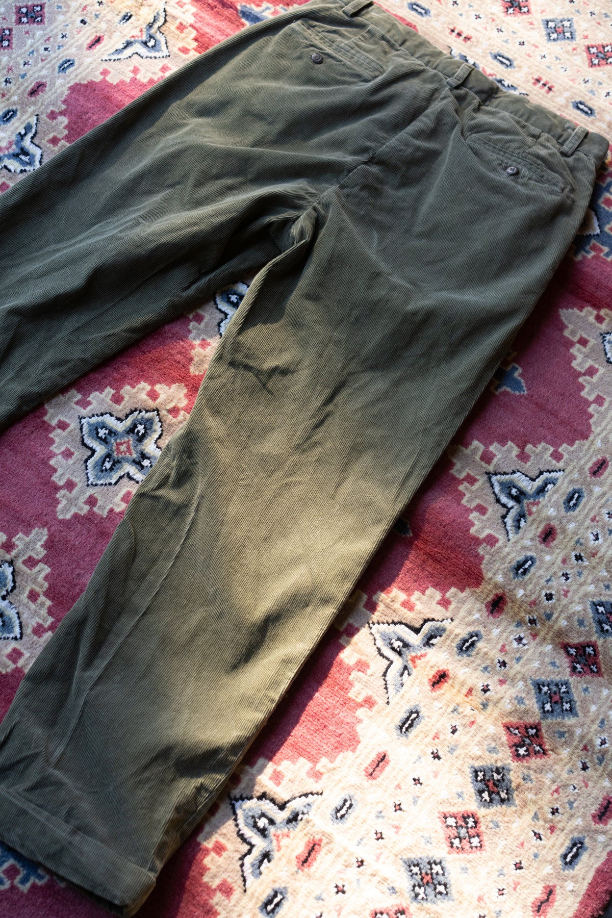 Polo RL Olive Green Corduroy Pleated Trousers