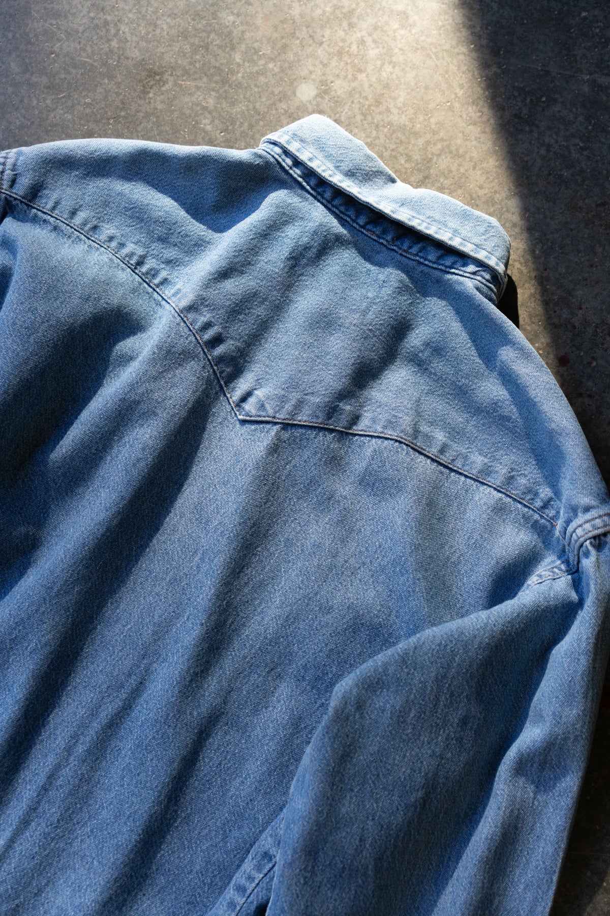 70s–80s Wrangler Faded Denim Western Snap Shirt