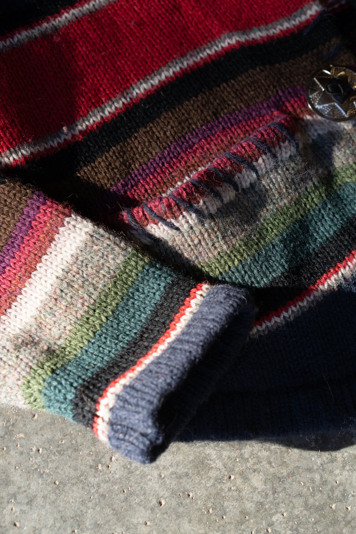 Beyond Blue Wool Striped Southwestern Cardigan