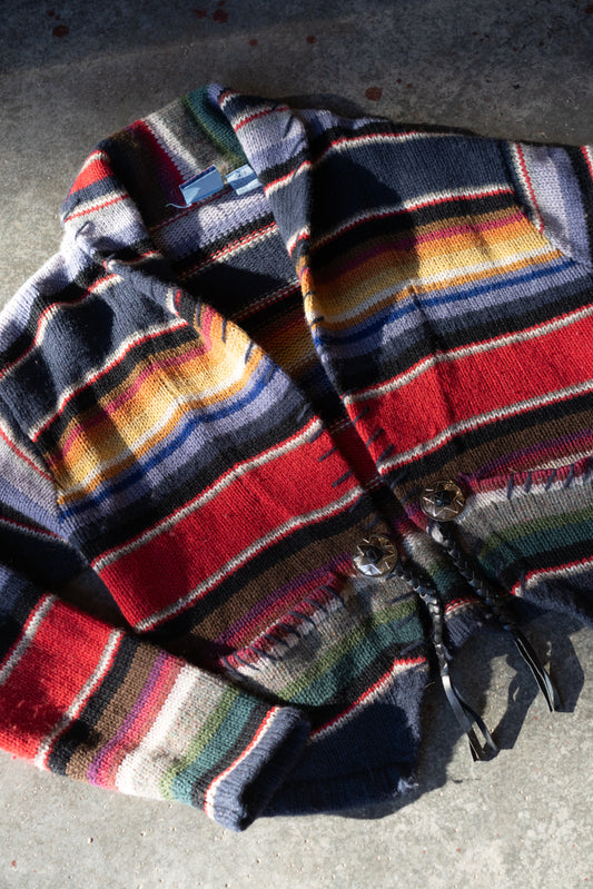 Beyond Blue Wool Striped Southwestern Cardigan