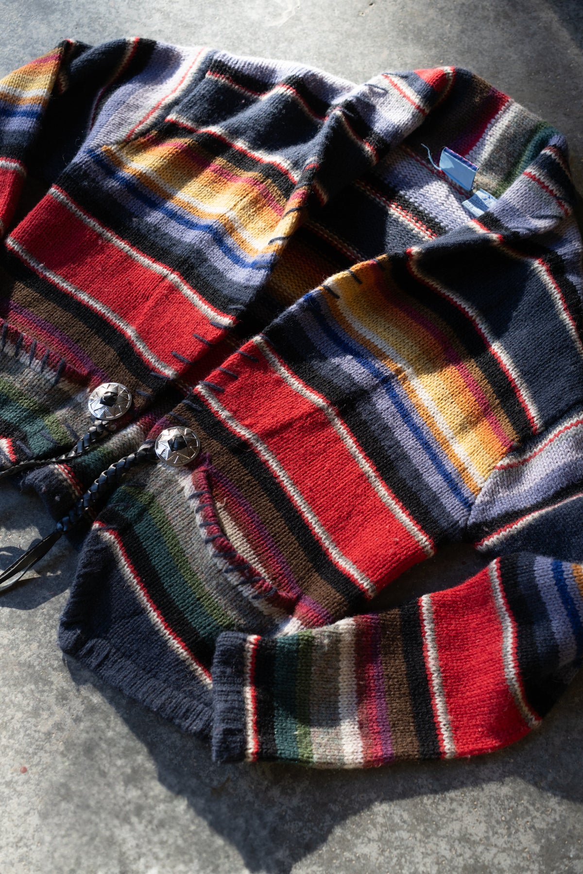 Beyond Blue Wool Striped Southwestern Cardigan