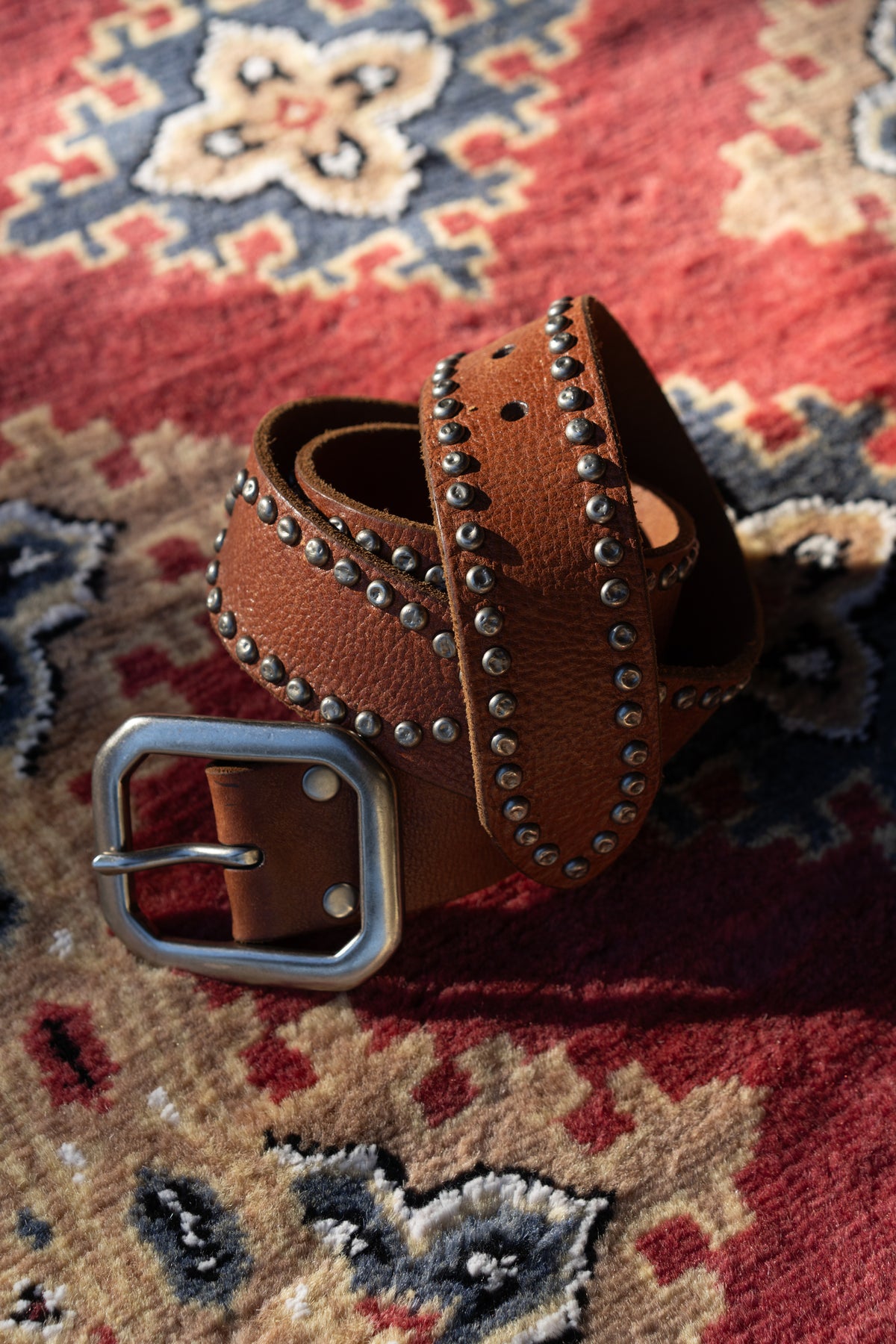 Lucky Brand Brown Leather Studded Belt