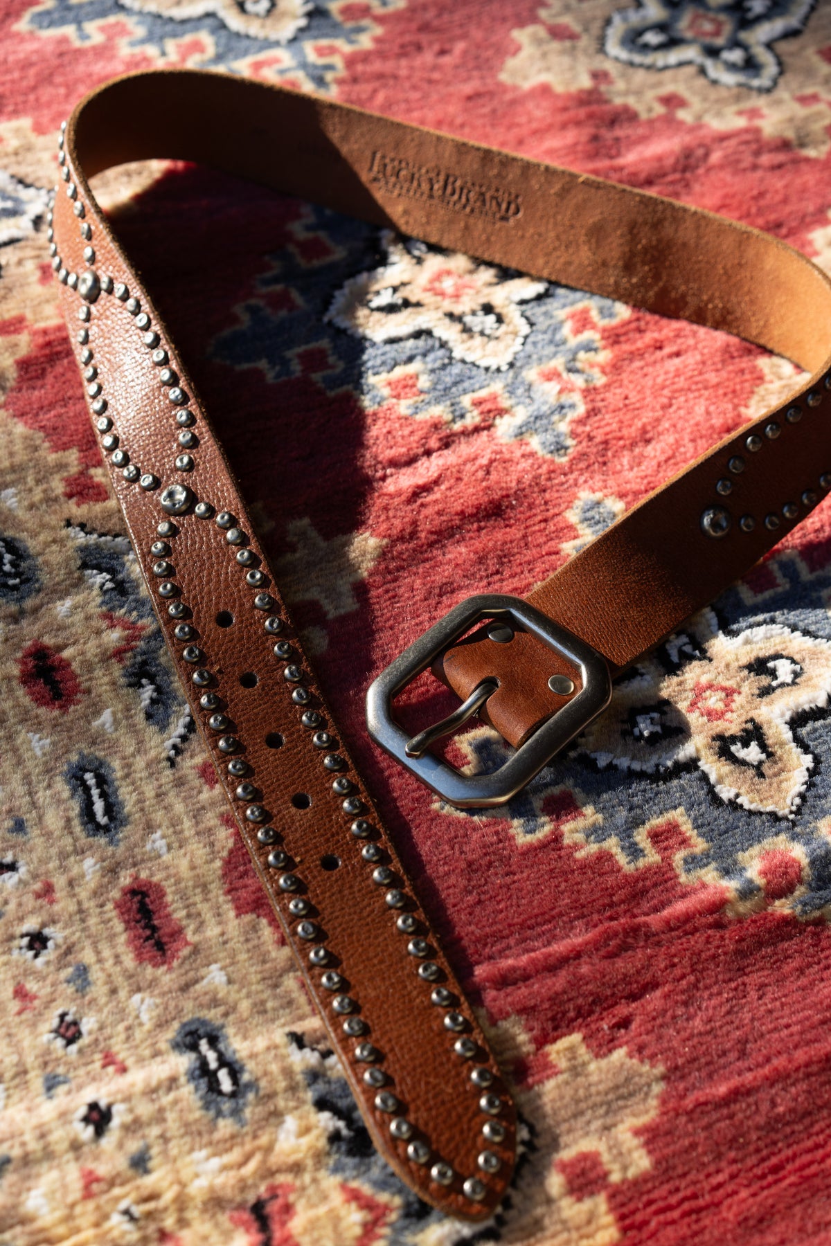 Lucky Brand Brown Leather Studded Belt