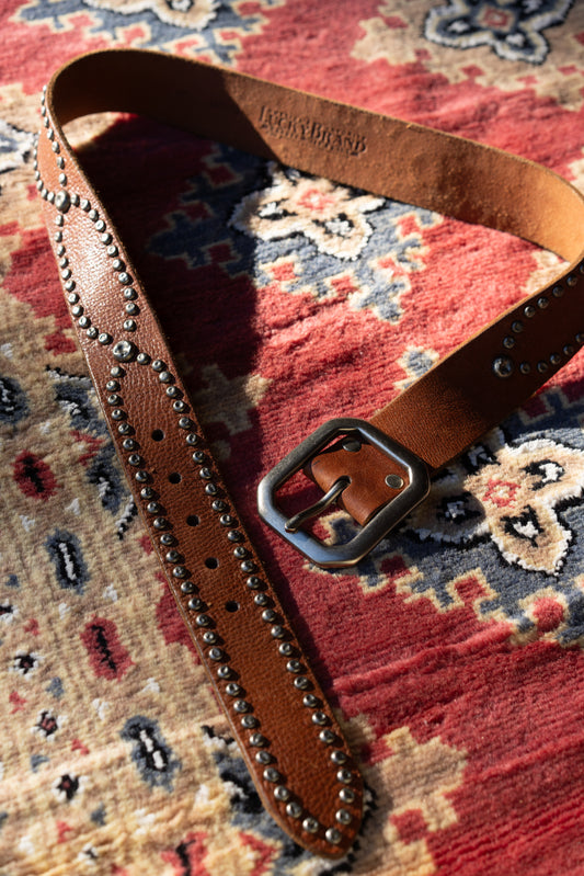 Lucky Brand Brown Leather Studded Belt