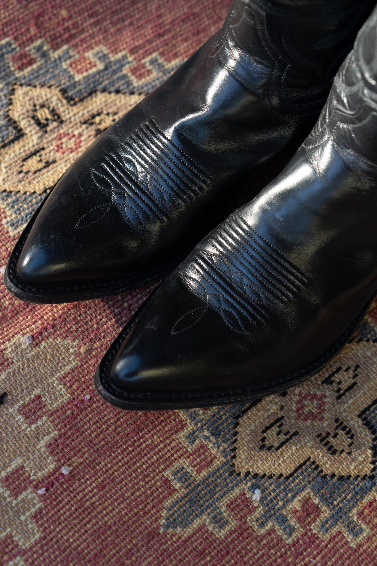 Tony Lama Black Leather Western Cowboy Boots