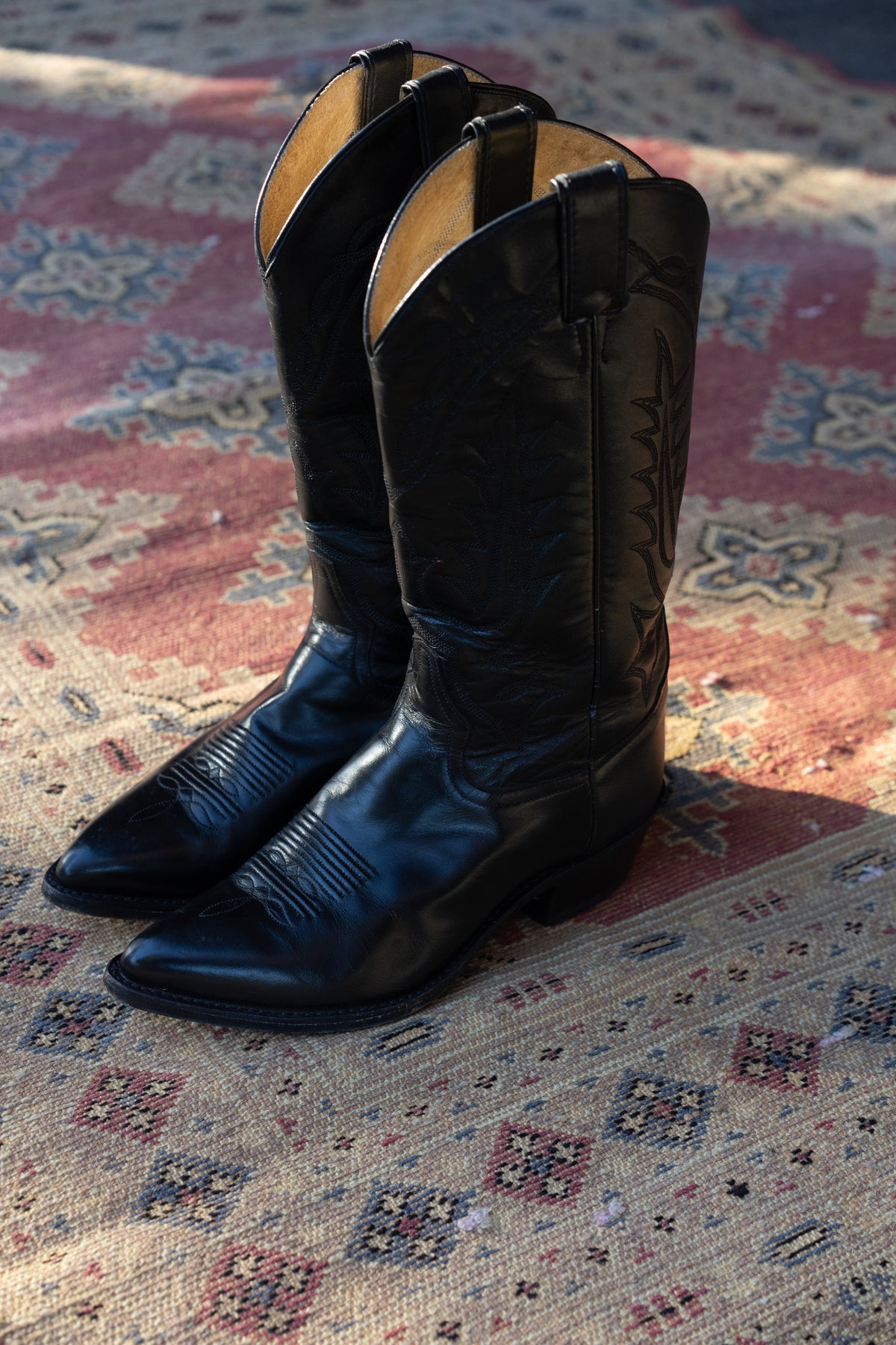 Tony Lama Black Leather Western Cowboy Boots