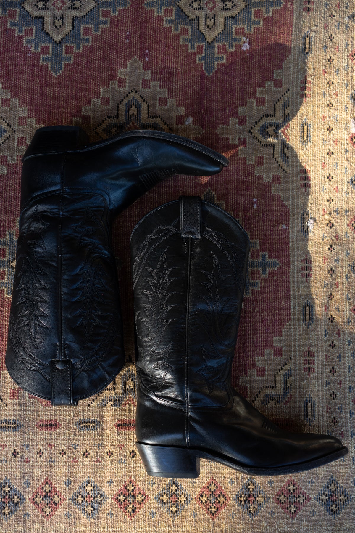 Tony Lama Black Leather Western Cowboy Boots