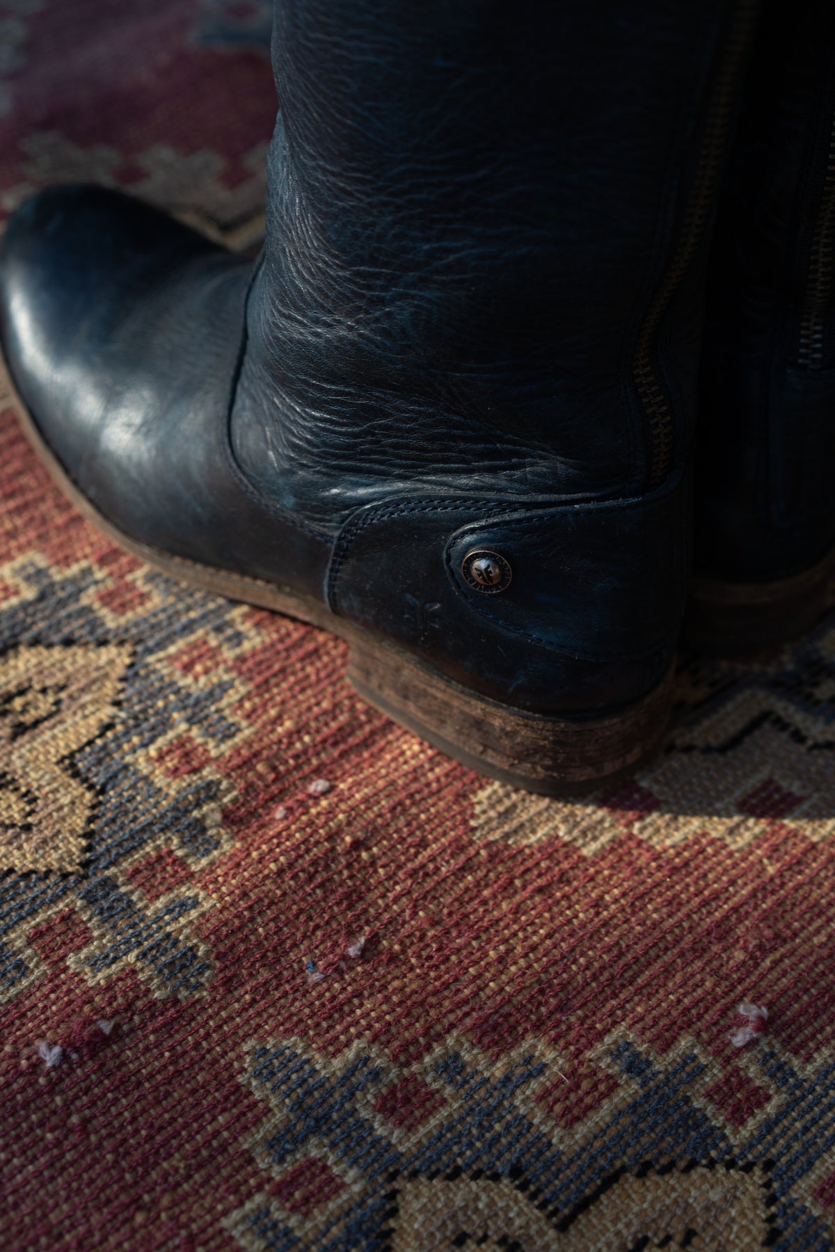 Frye Dark Blue Leather Tall Riding Boots
