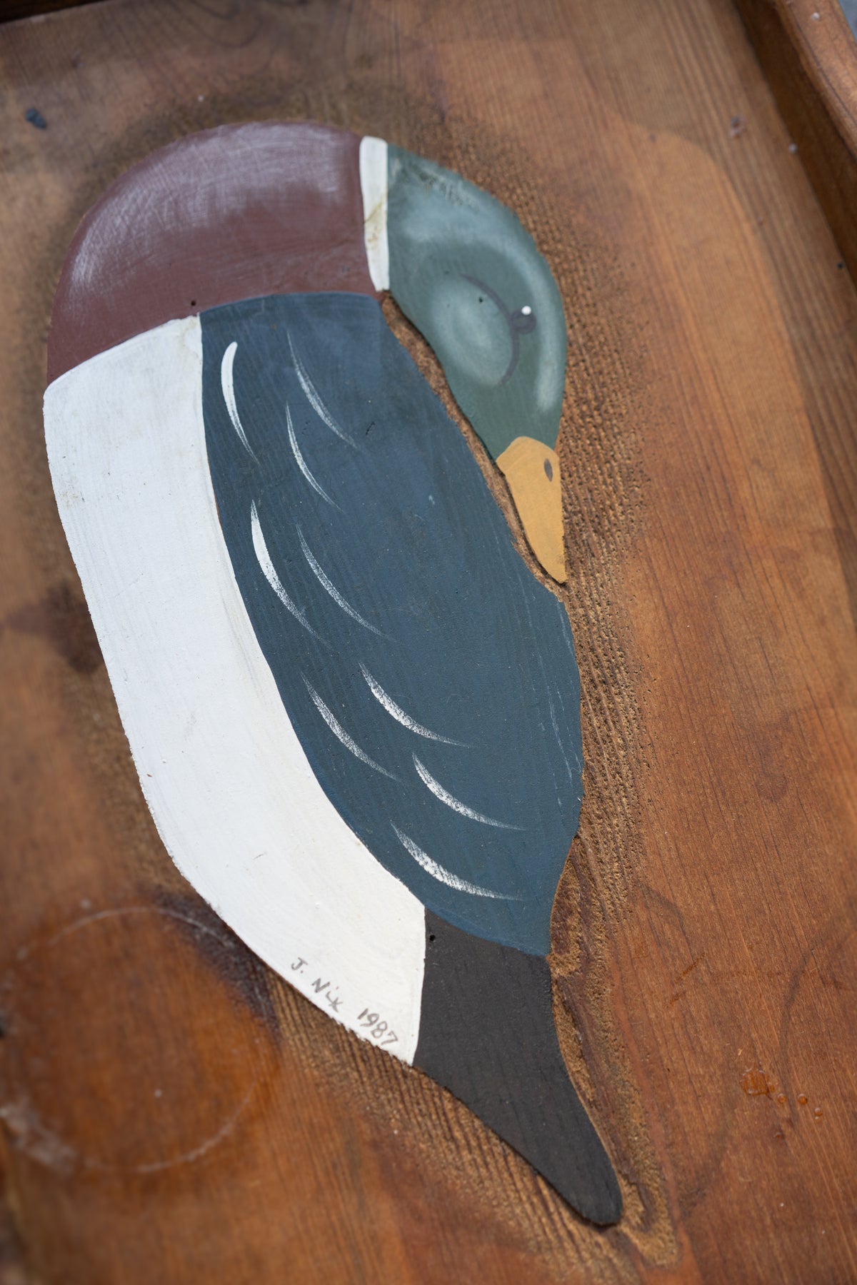 Hand-Painted Mallard Wood Tray
