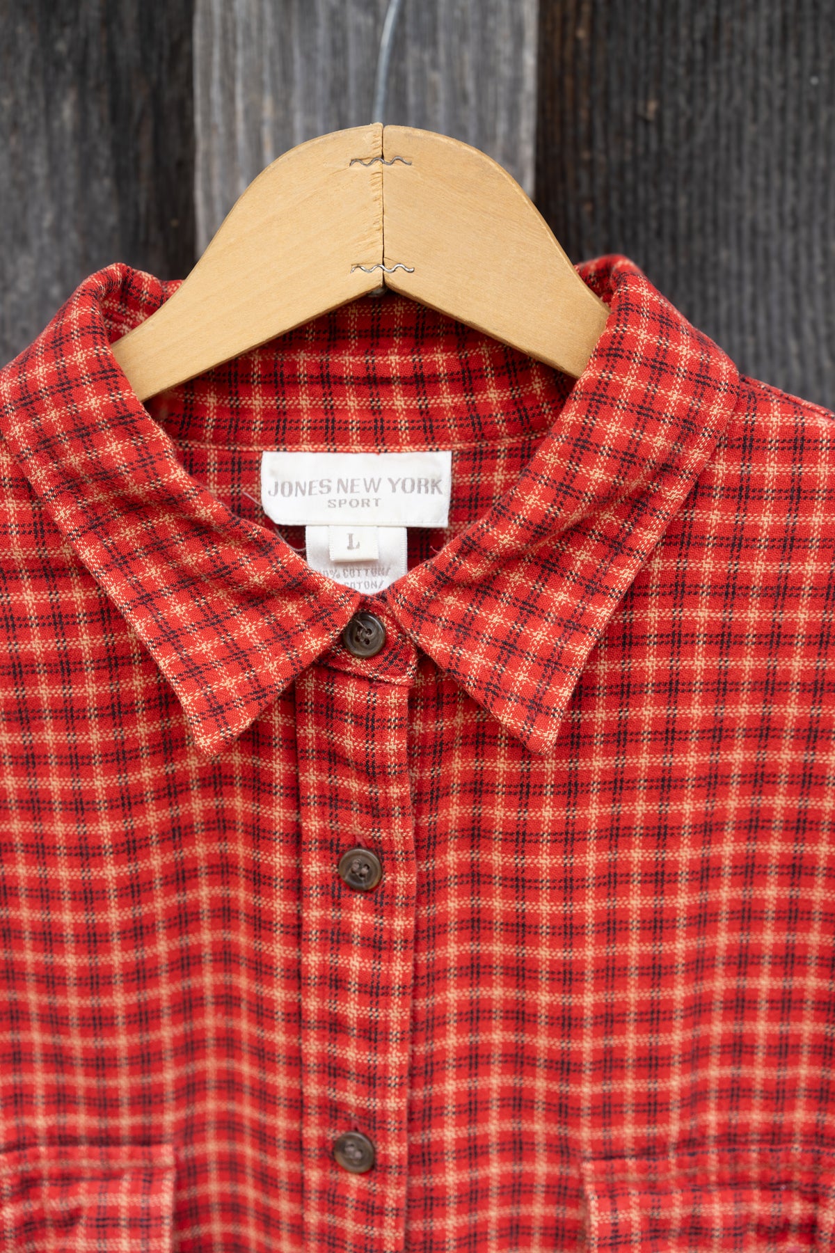 JNY Persimmon Plaid Cotton Button Down