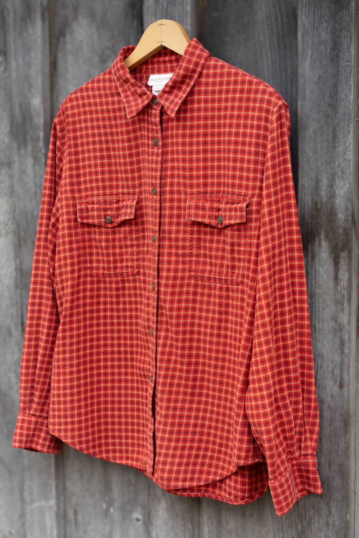 JNY Persimmon Plaid Cotton Button Down