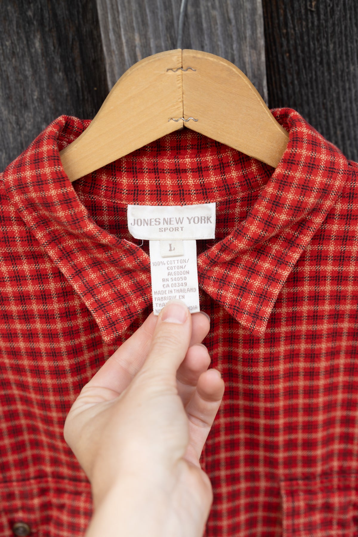JNY Persimmon Plaid Cotton Button Down
