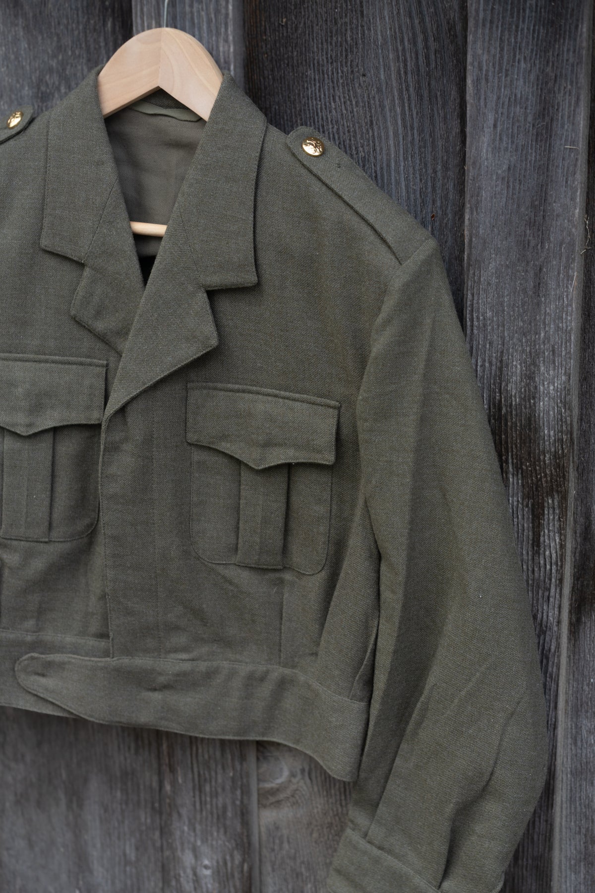 1968 Belgian Military Olive Wool Cropped Jacket