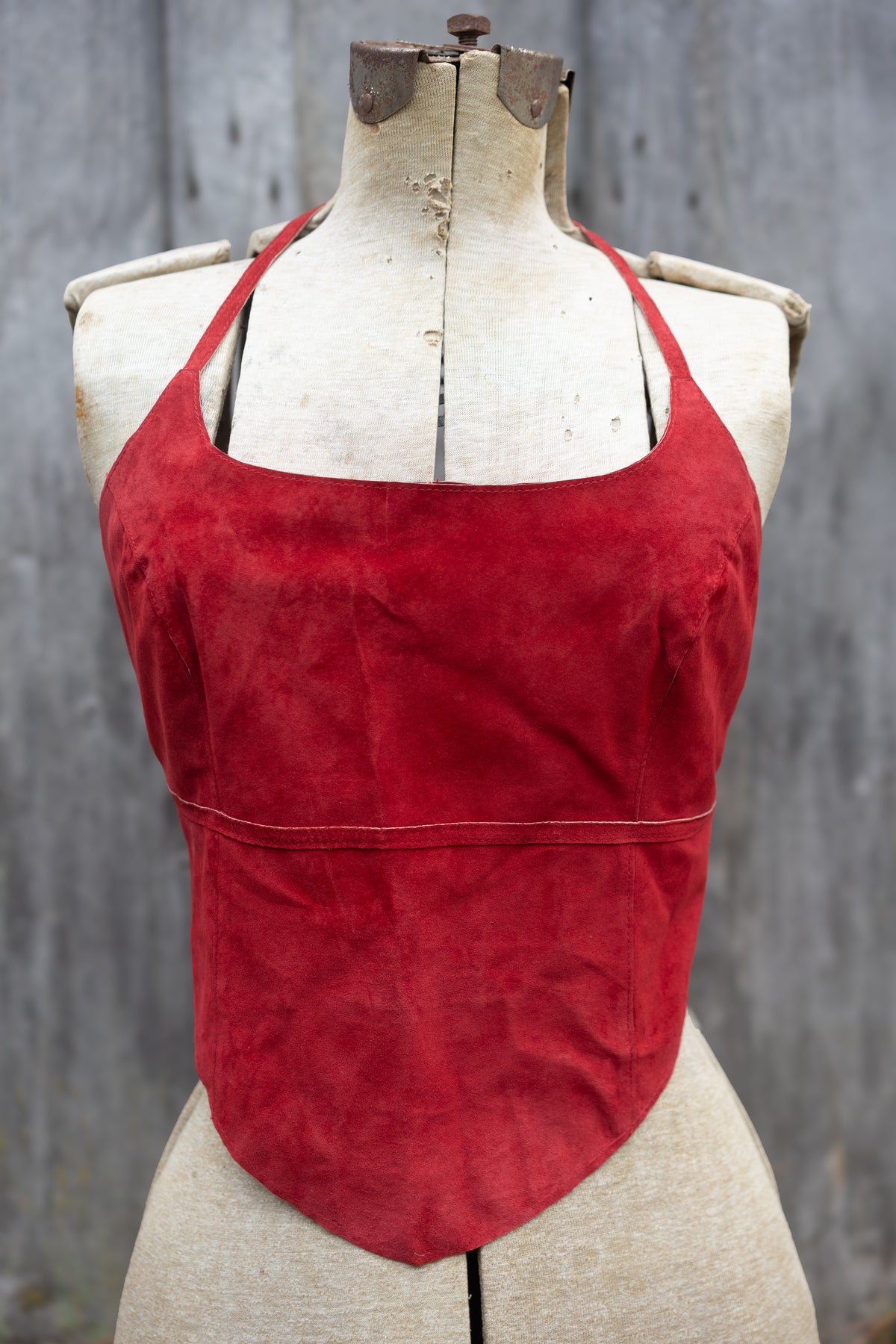 c.00 Bebe Red Suede Halter Top