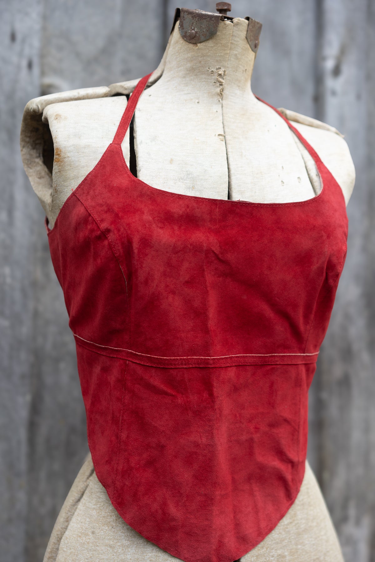 c.00 Bebe Red Suede Halter Top