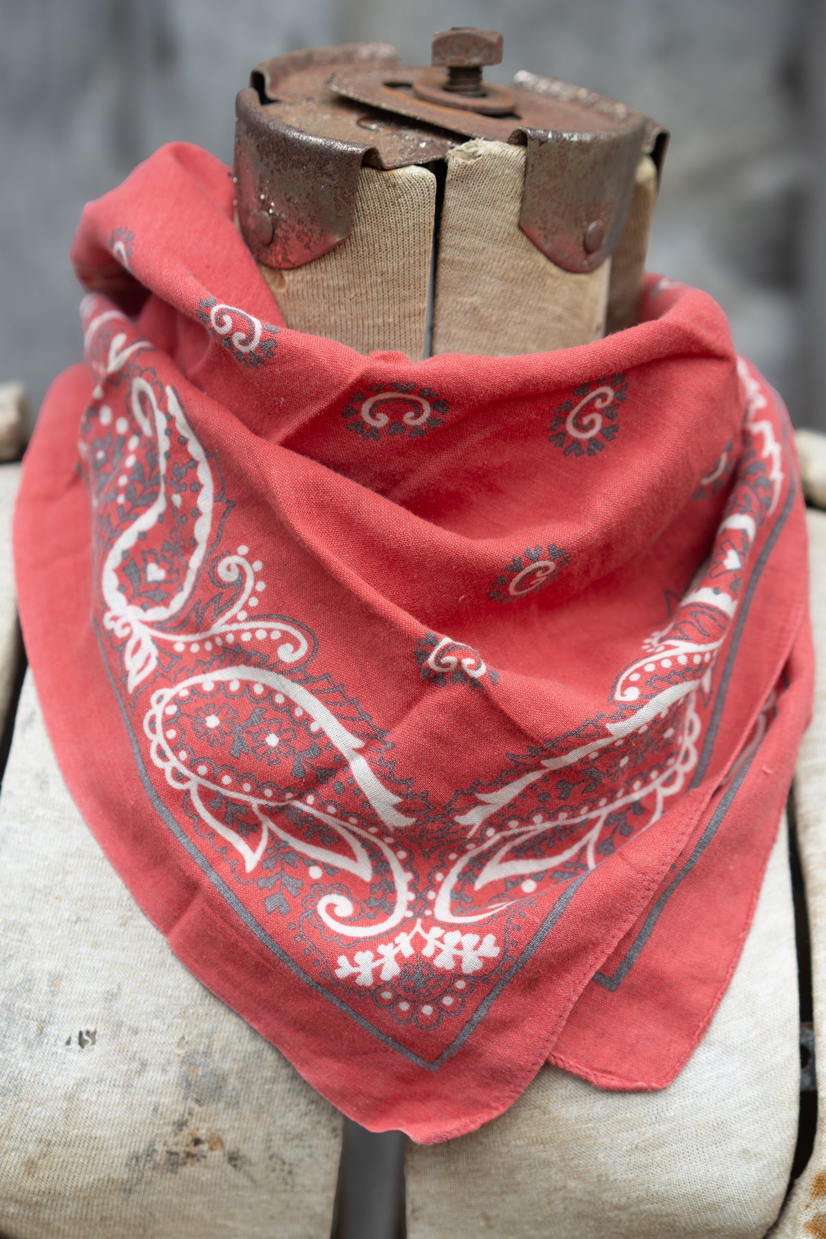 Faded Red Cotton Paisley Bandana
