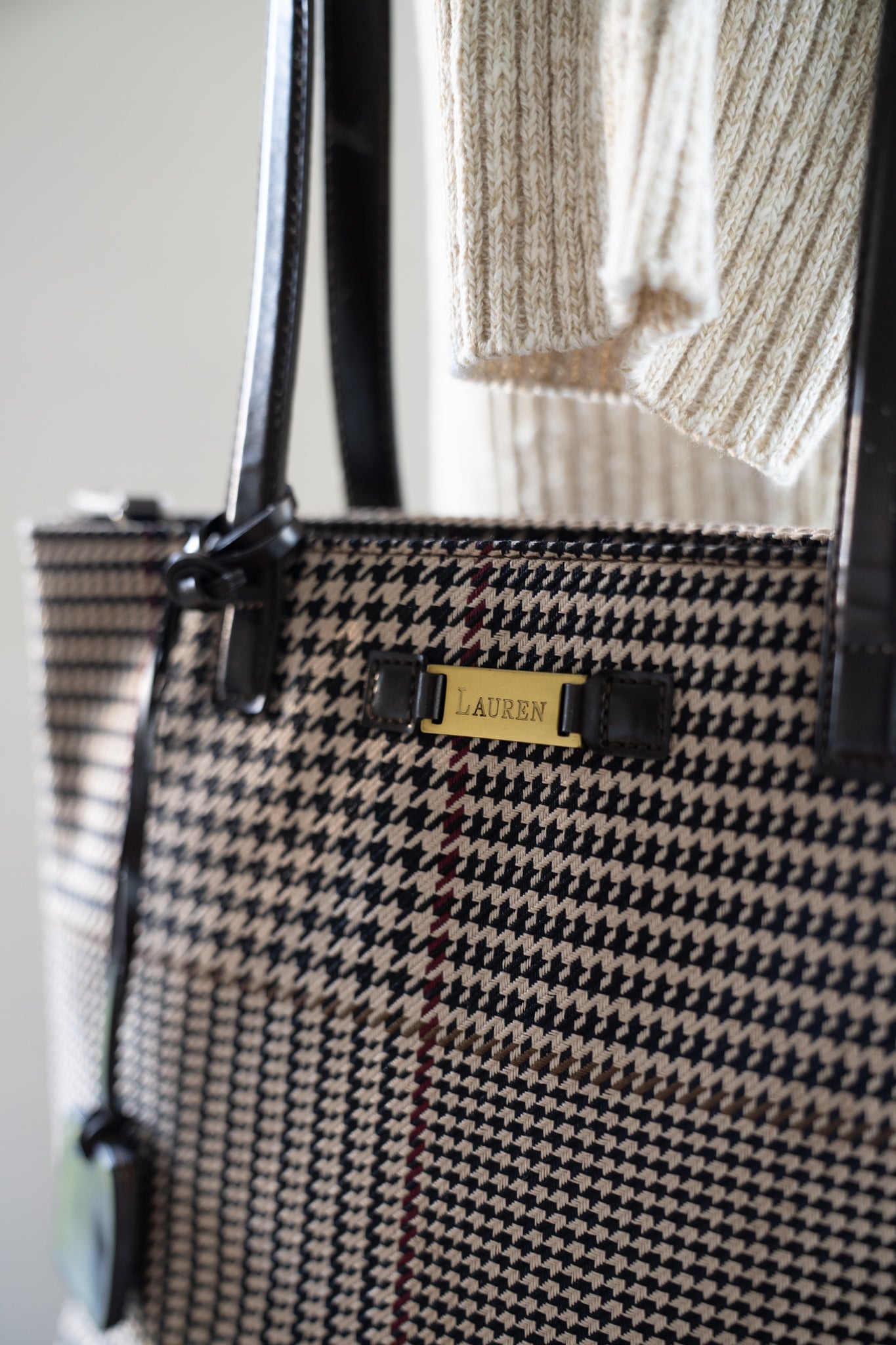 RL Lauren Houndstooth Handbag