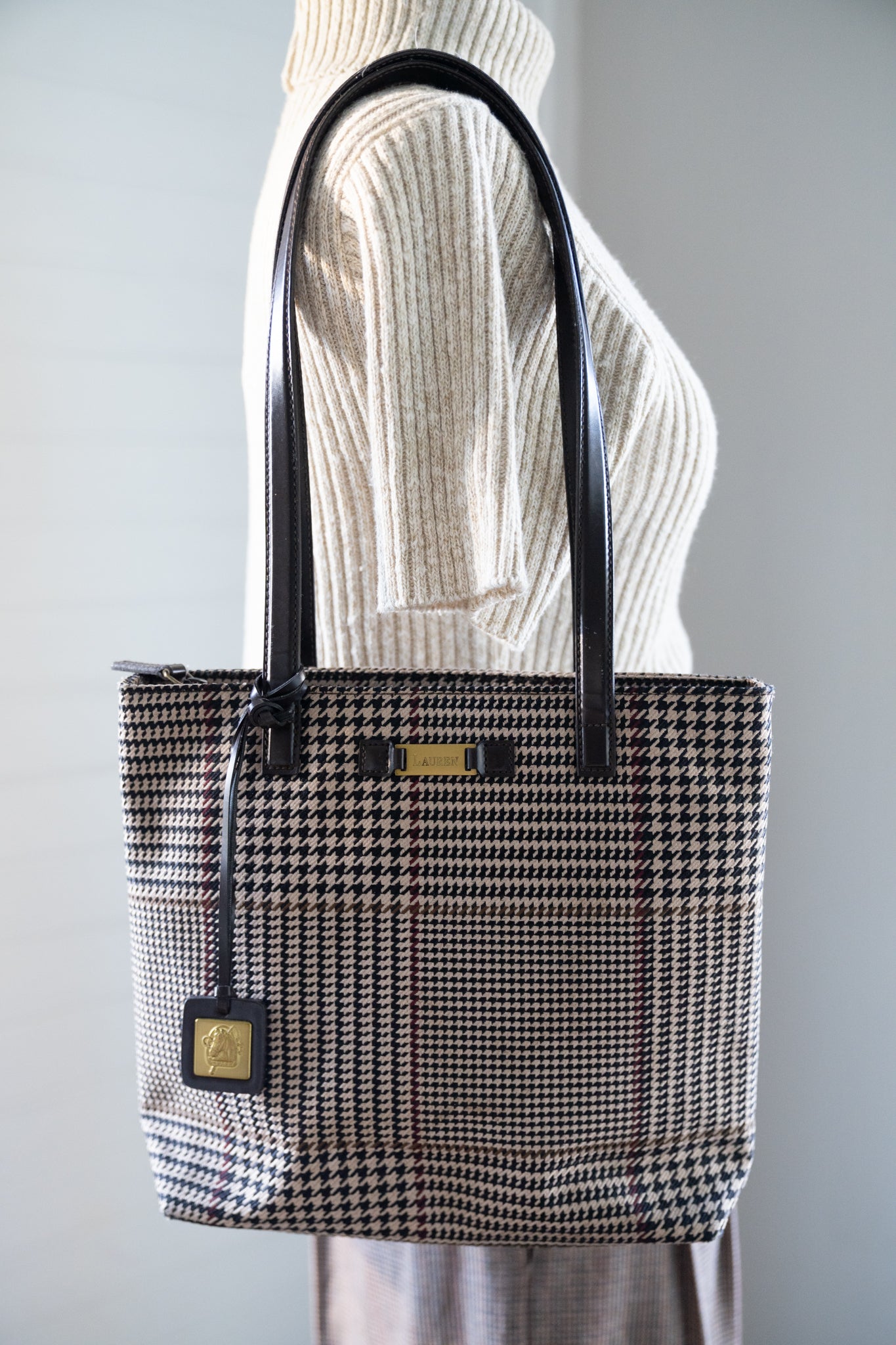 RL Lauren Houndstooth Handbag