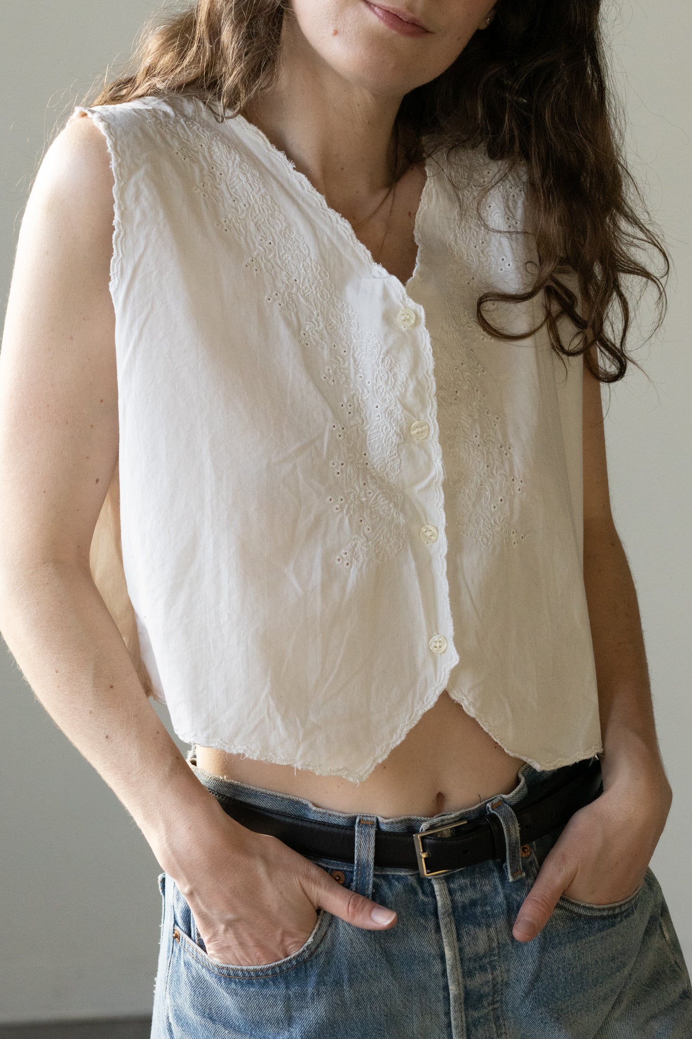 Embroidered Cotton Vest