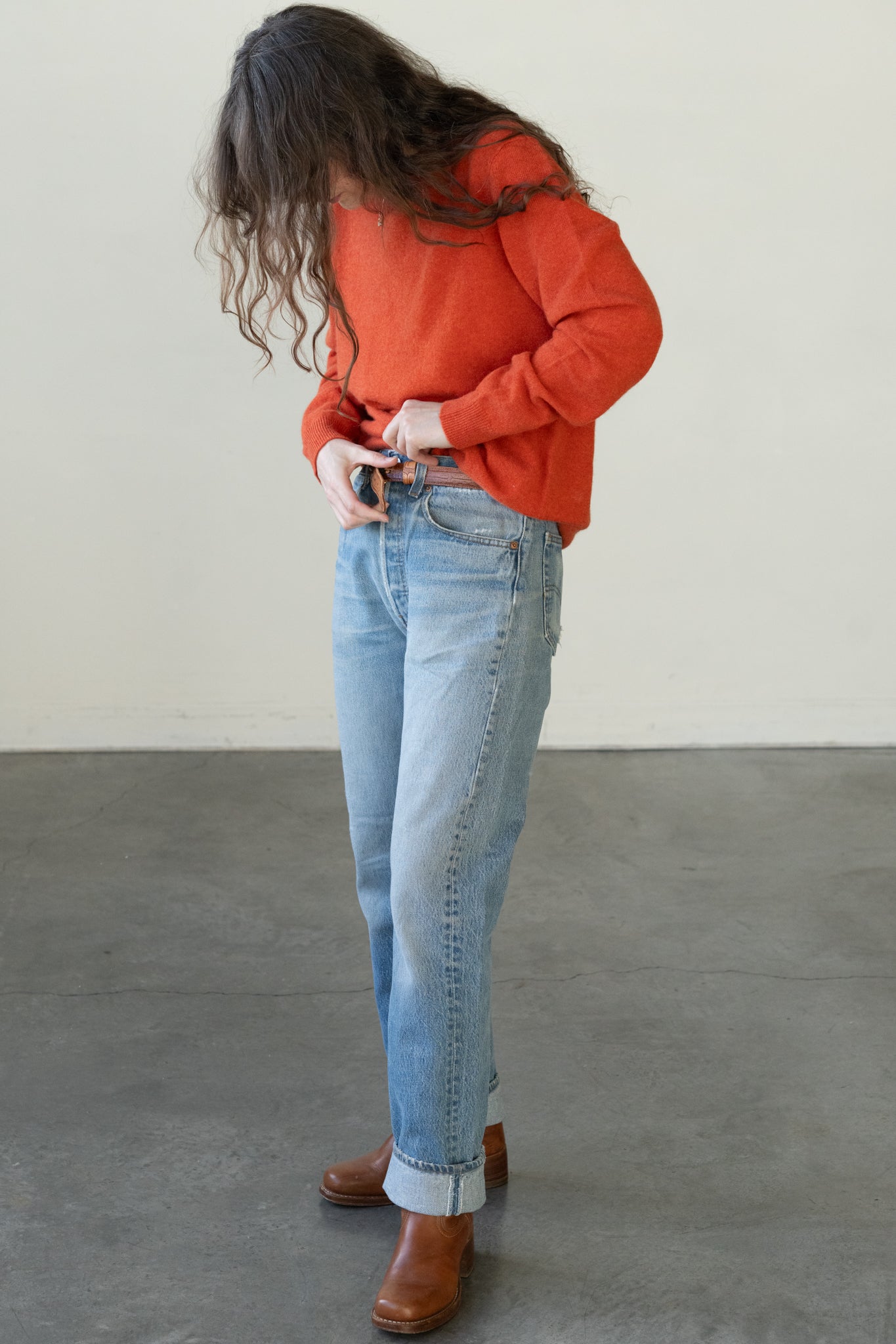 Tangerine Cashmere V-Neck Sweater