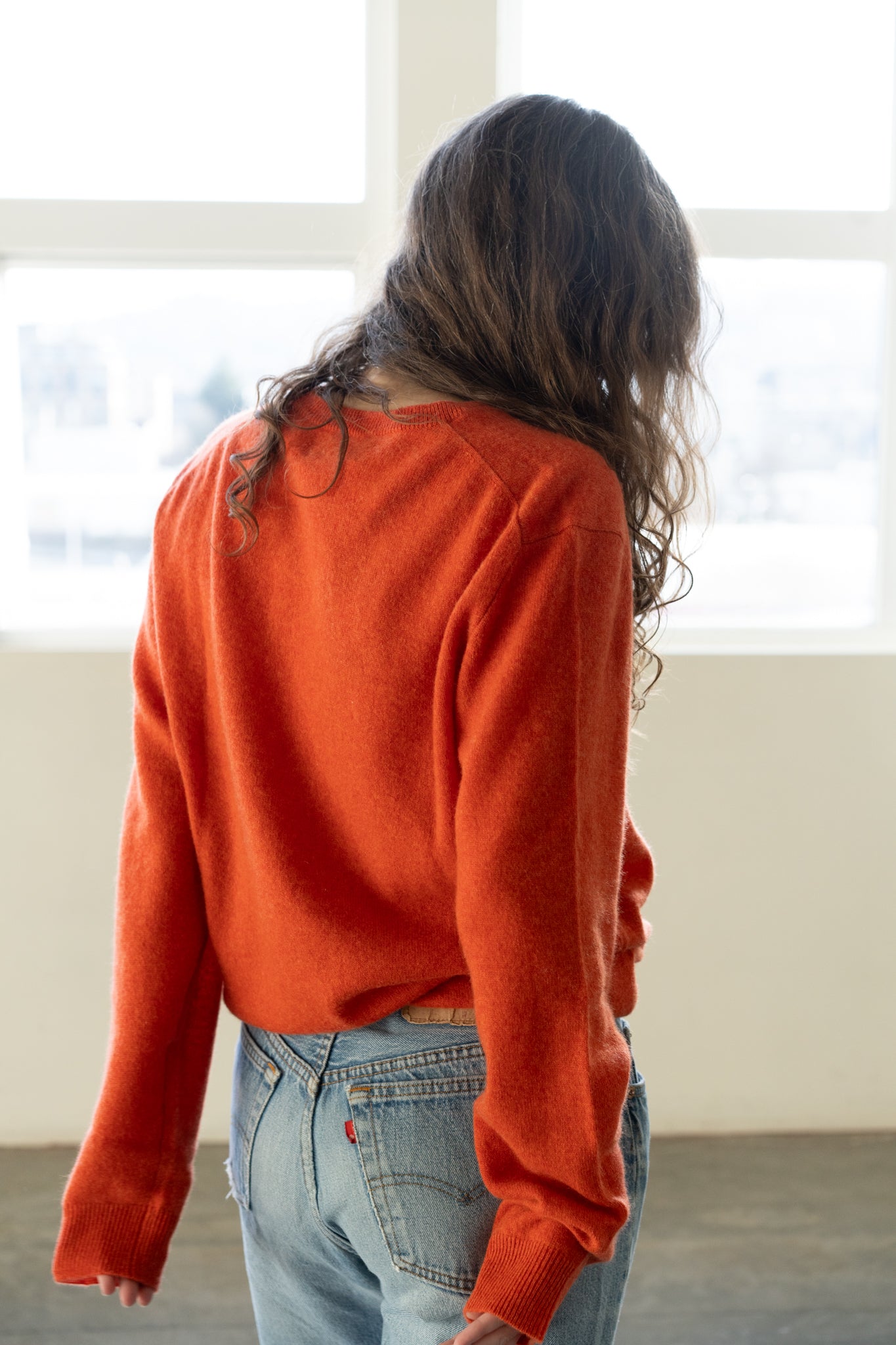 Tangerine Cashmere V-Neck Sweater