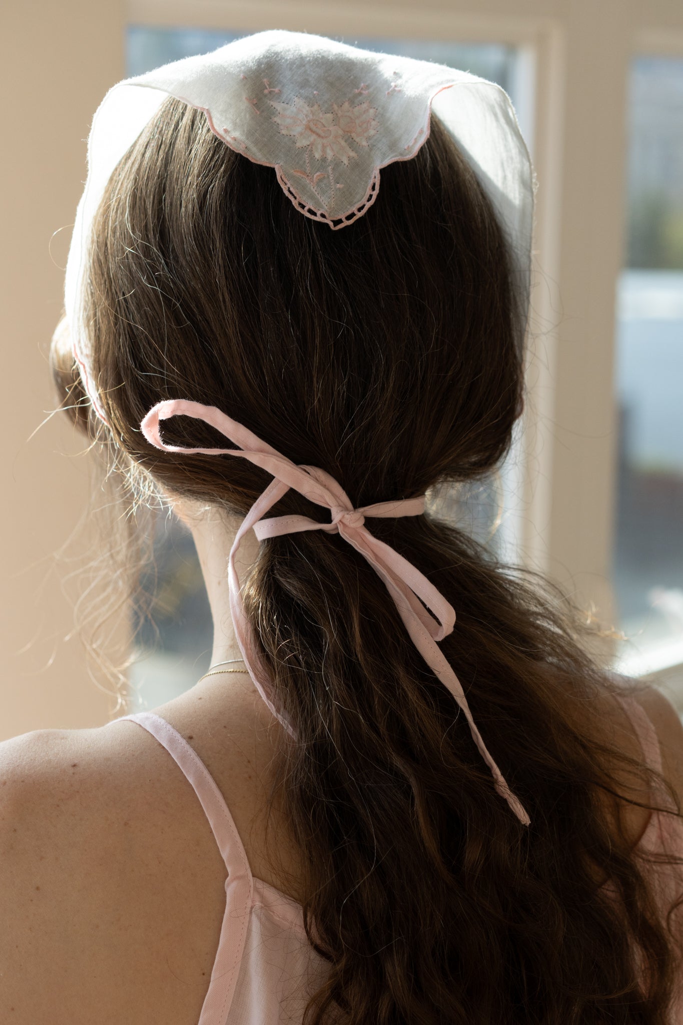 Blush Embroidered Head Scarf