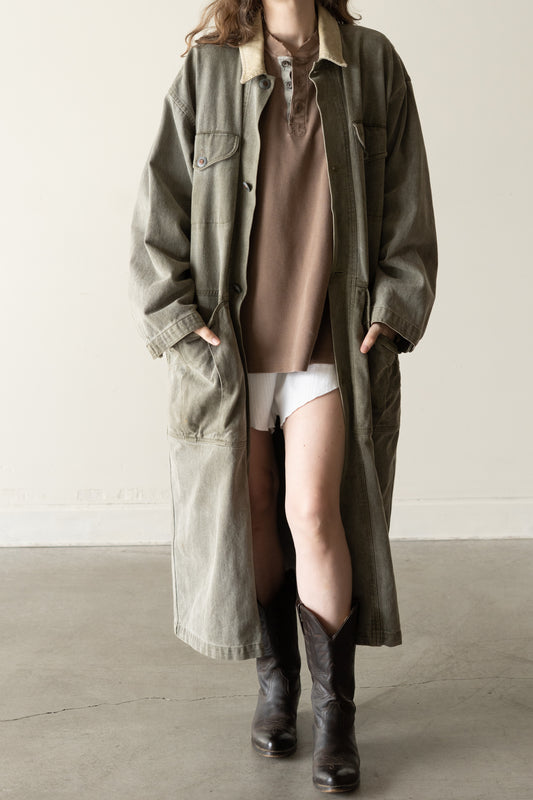 Denim Chore Coat with Corduroy Collar