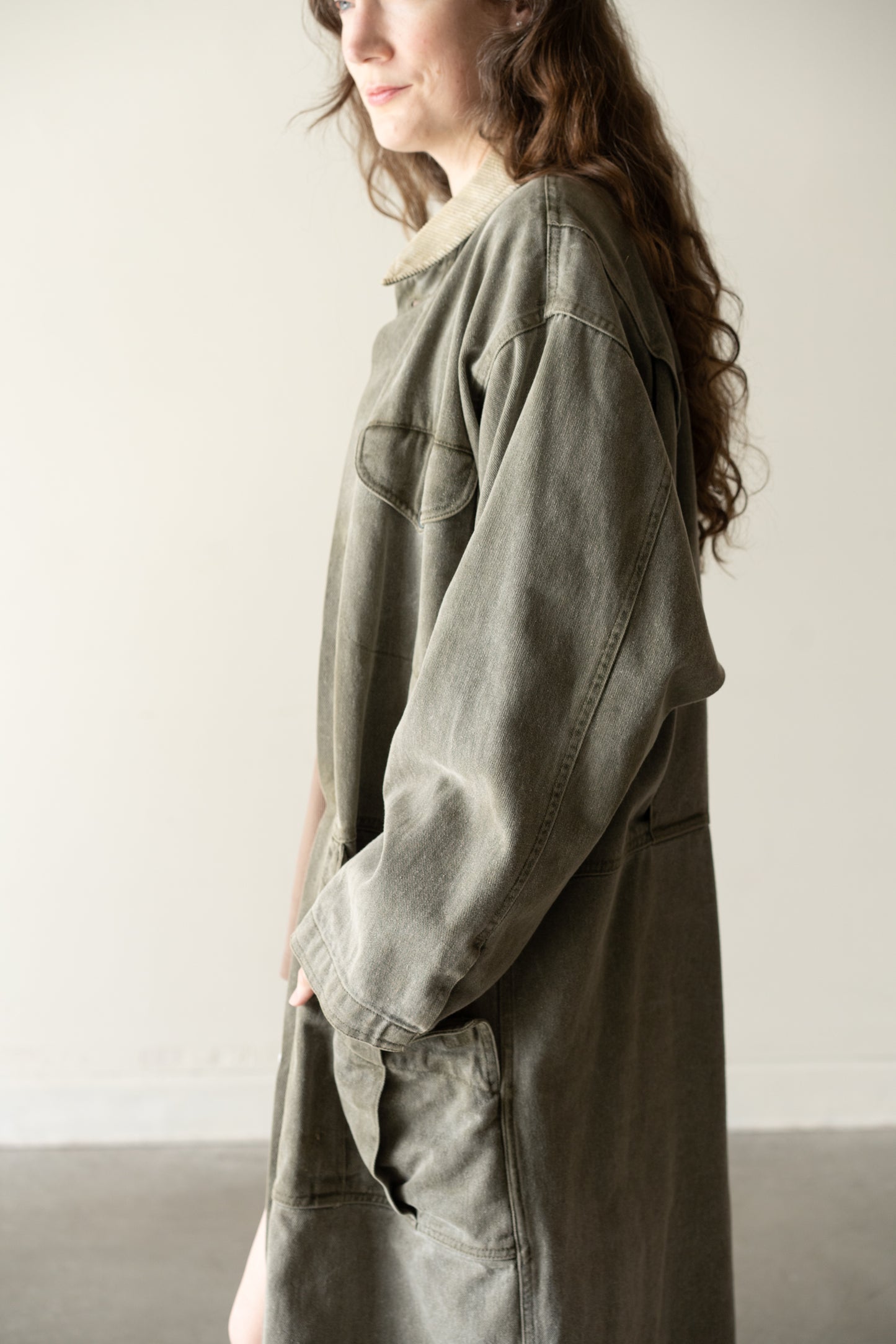 Denim Chore Coat with Corduroy Collar