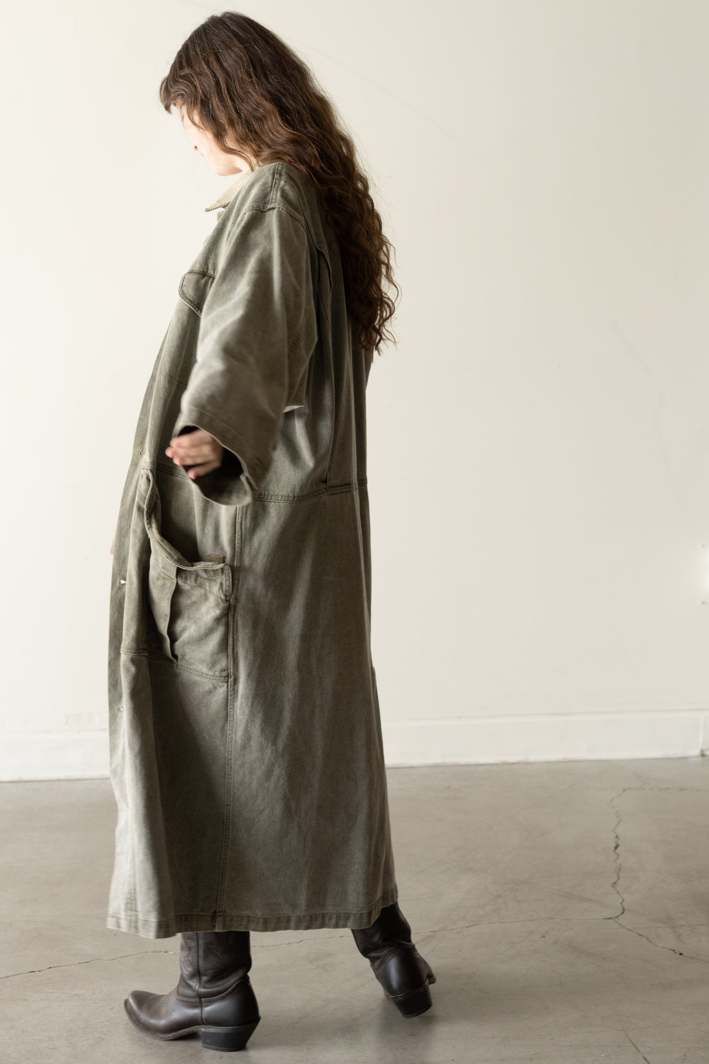 Denim Chore Coat with Corduroy Collar