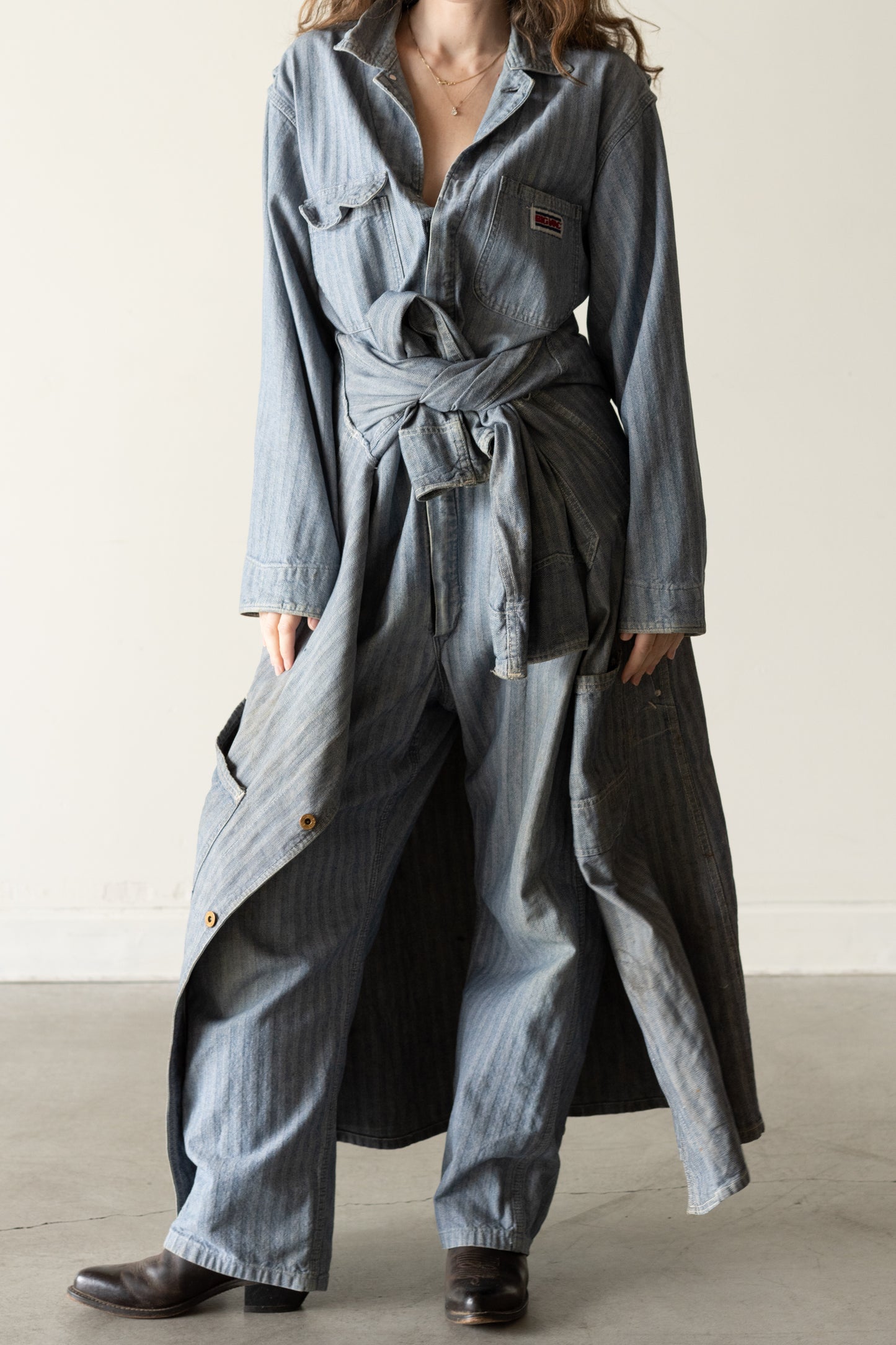 Big Mac Herringbone Denim Jumpsuit