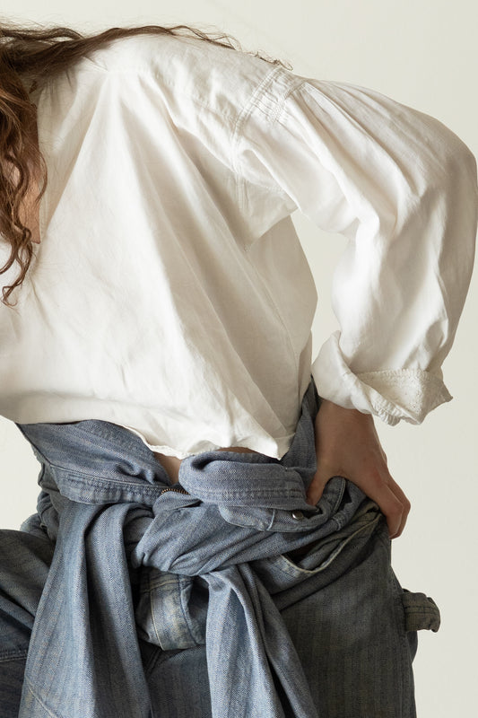 Cotton Eyelet Peasant Blouse