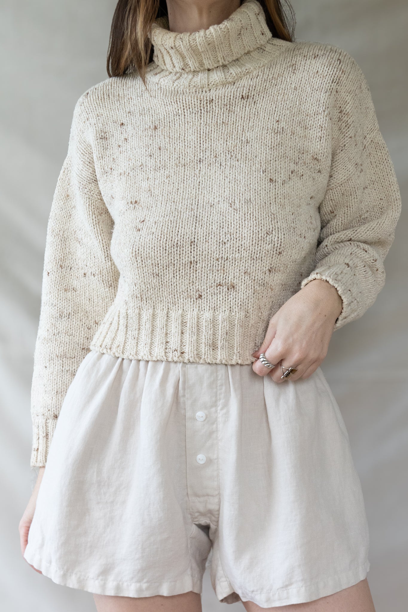 Cropped Cotton Sweater