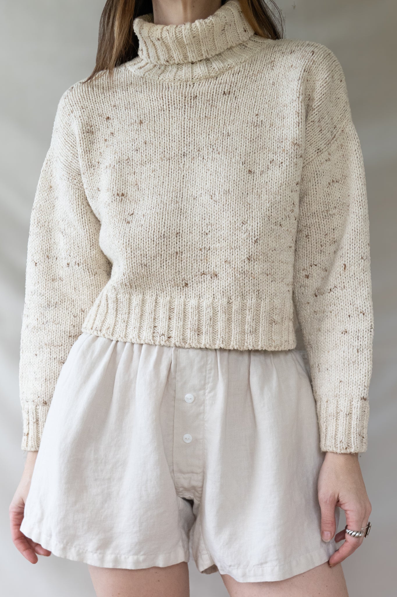 Cropped Cotton Sweater