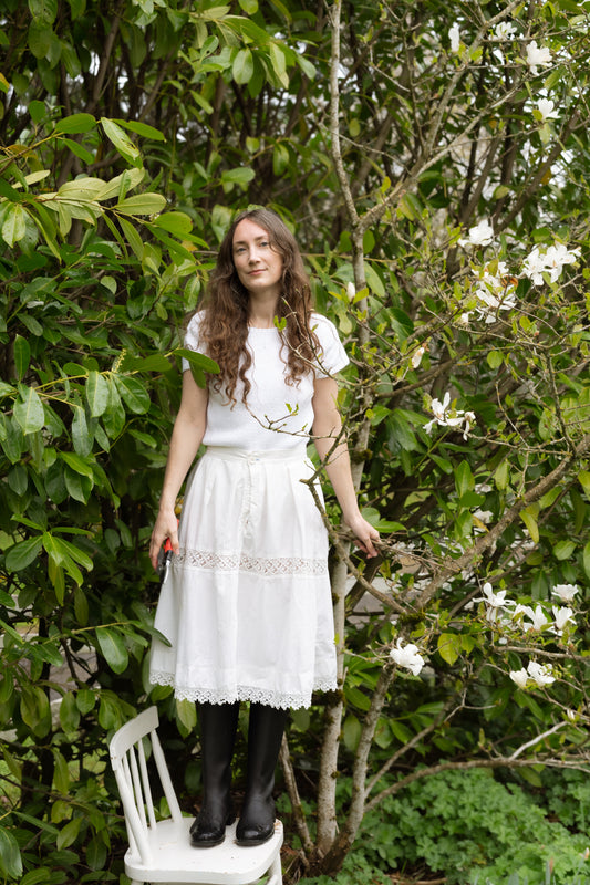 Cotton Lace Trim Skirt