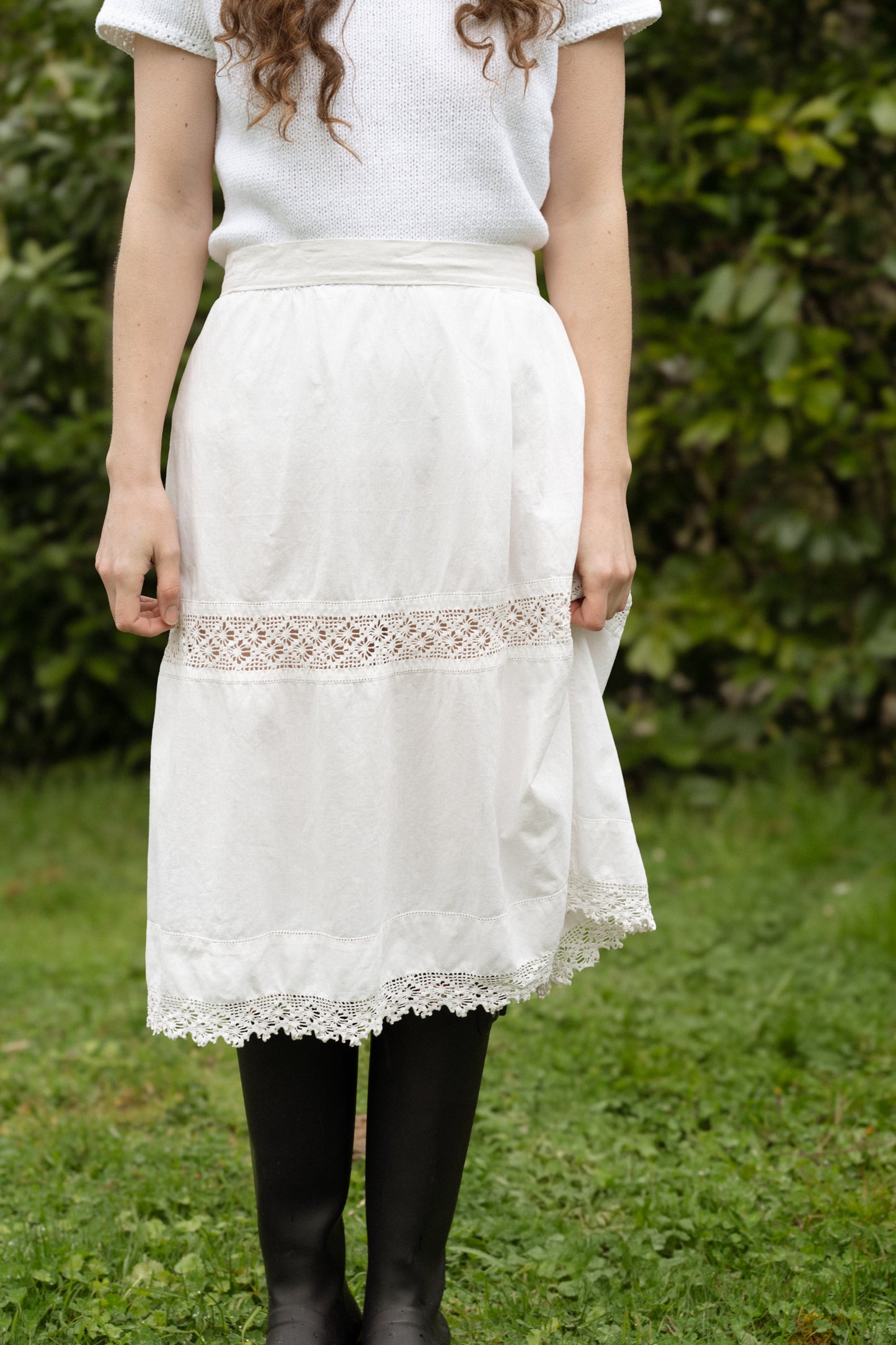 Cotton Lace Trim Skirt