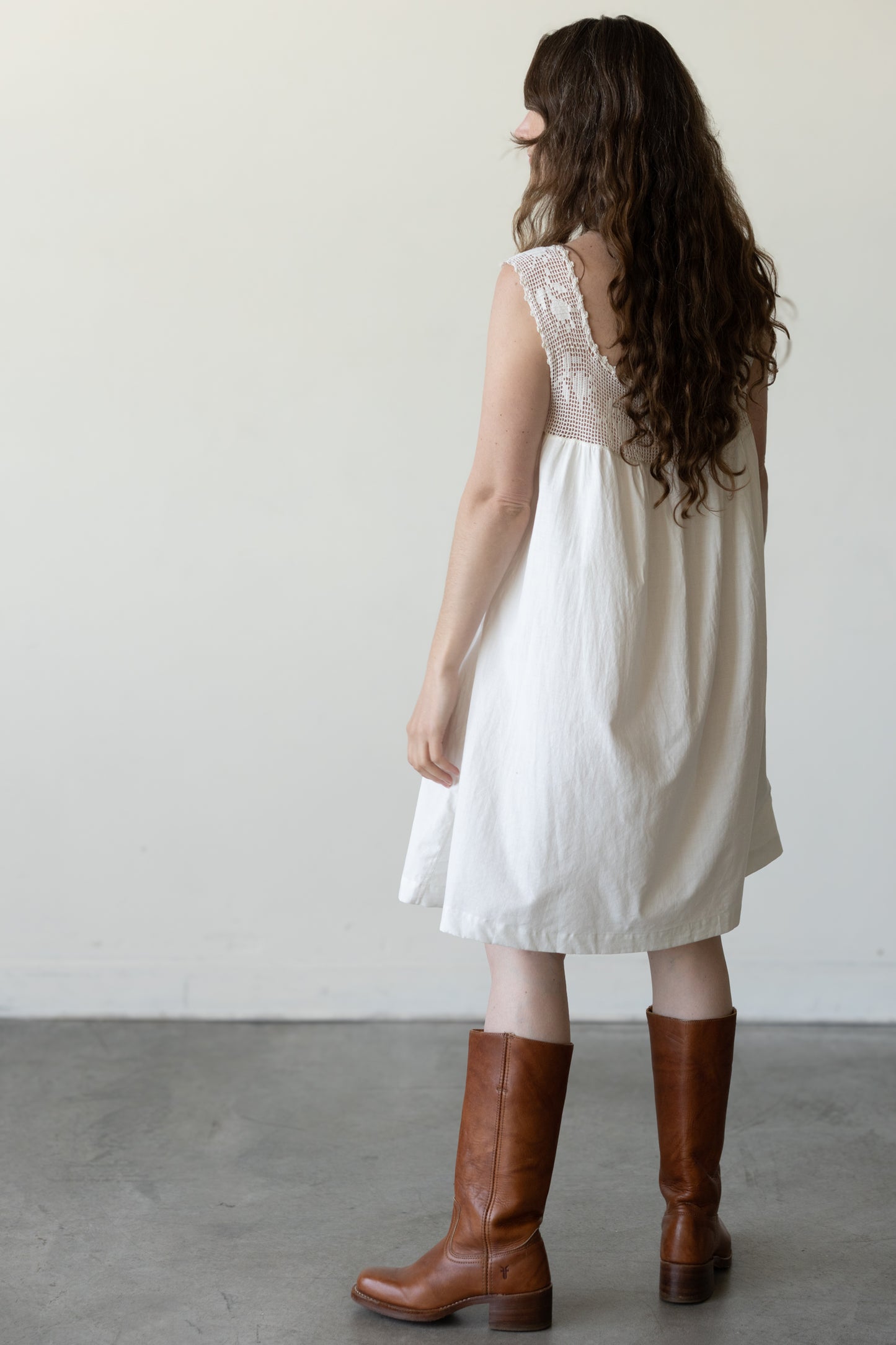 Crochet Yoke Cotton Dress