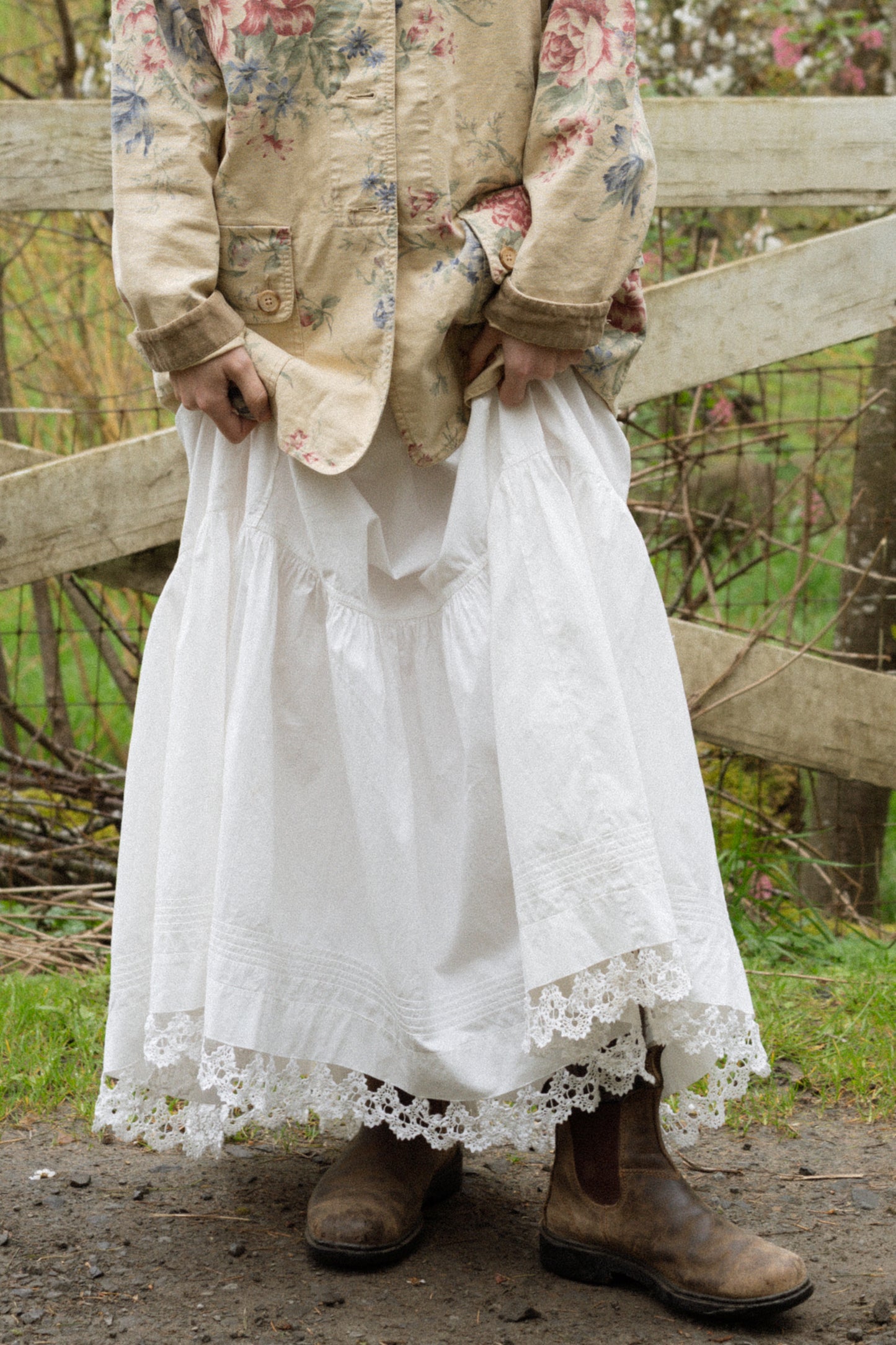 Cotton Lace Hem Skirt