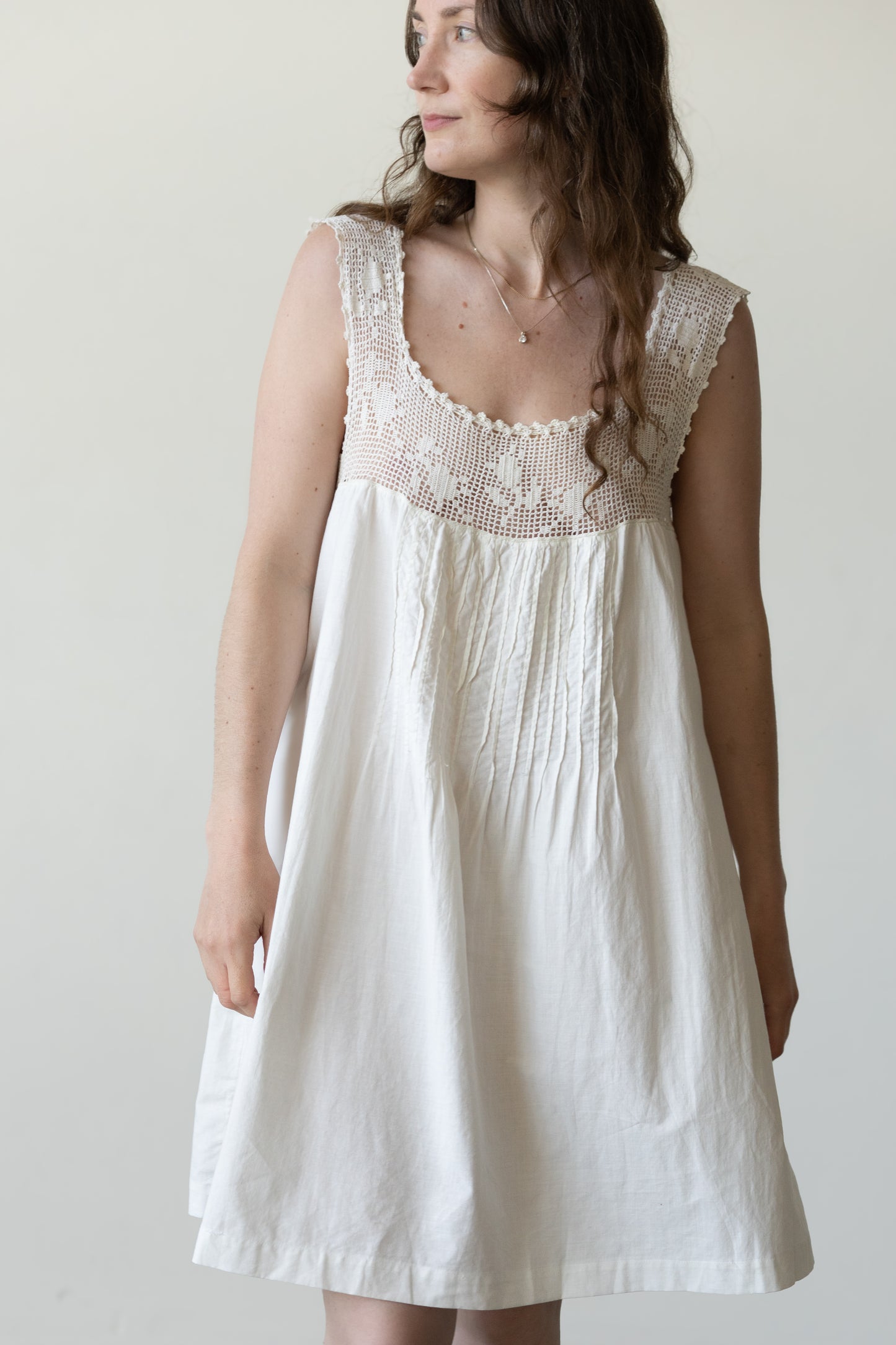 Crochet Yoke Cotton Dress