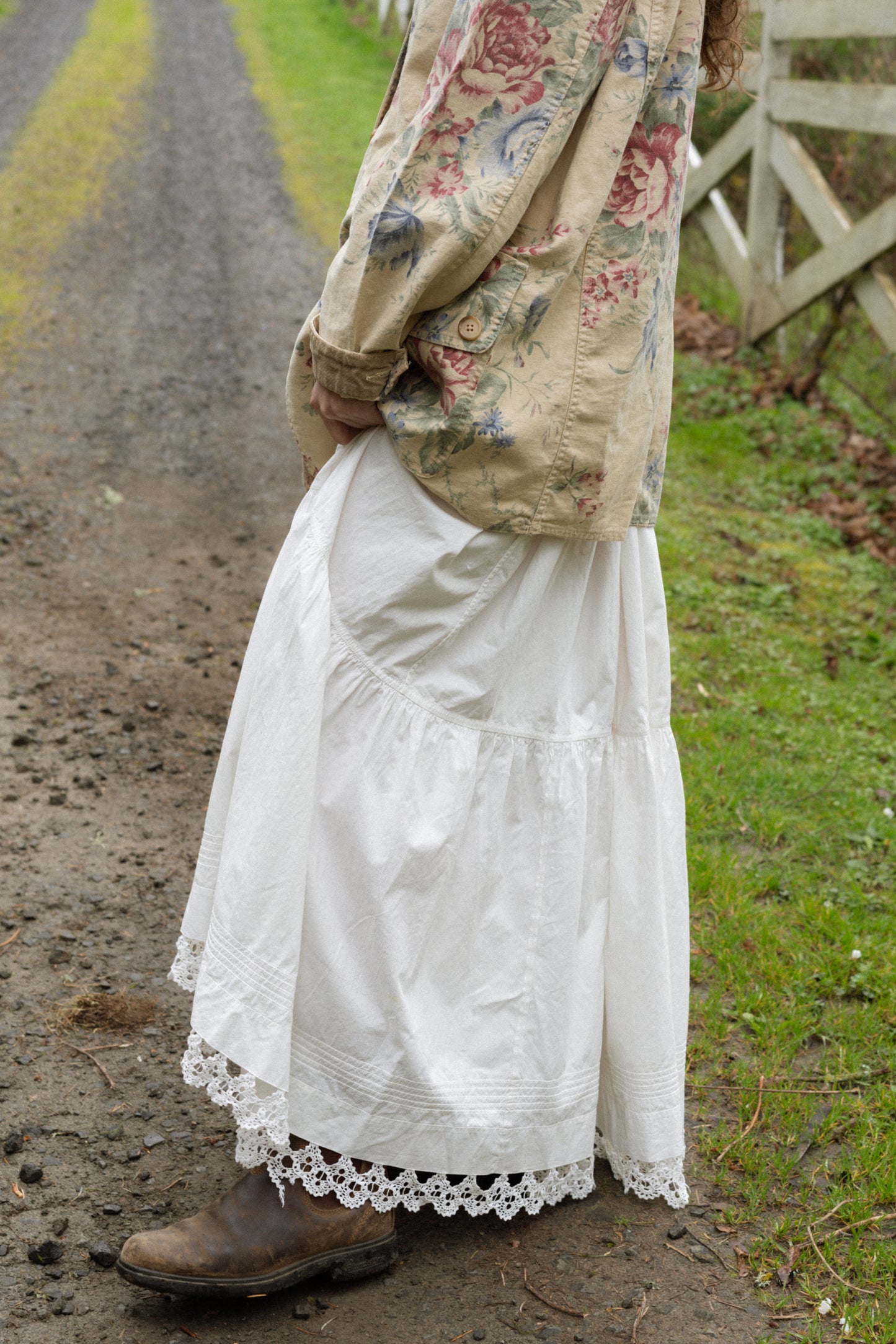 Cotton Lace Hem Skirt