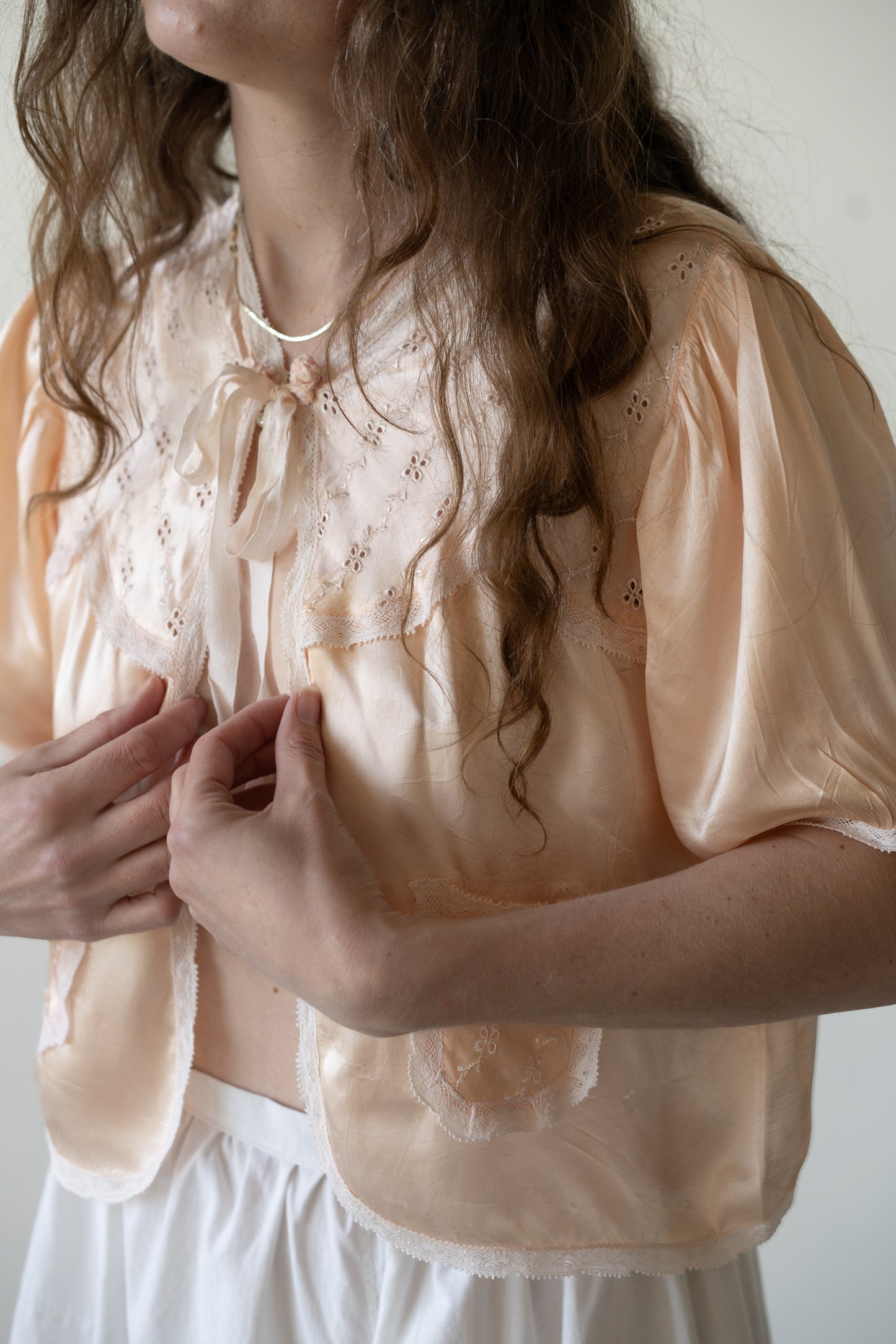 Silky Peach Bed Jacket