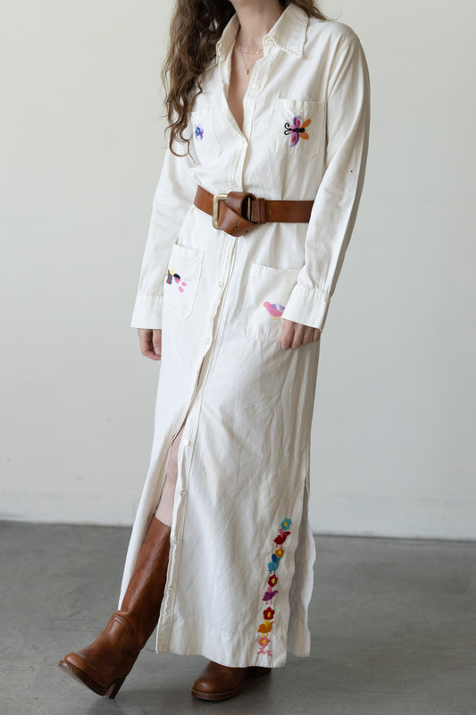 Folk Embroidered Shirt Dress