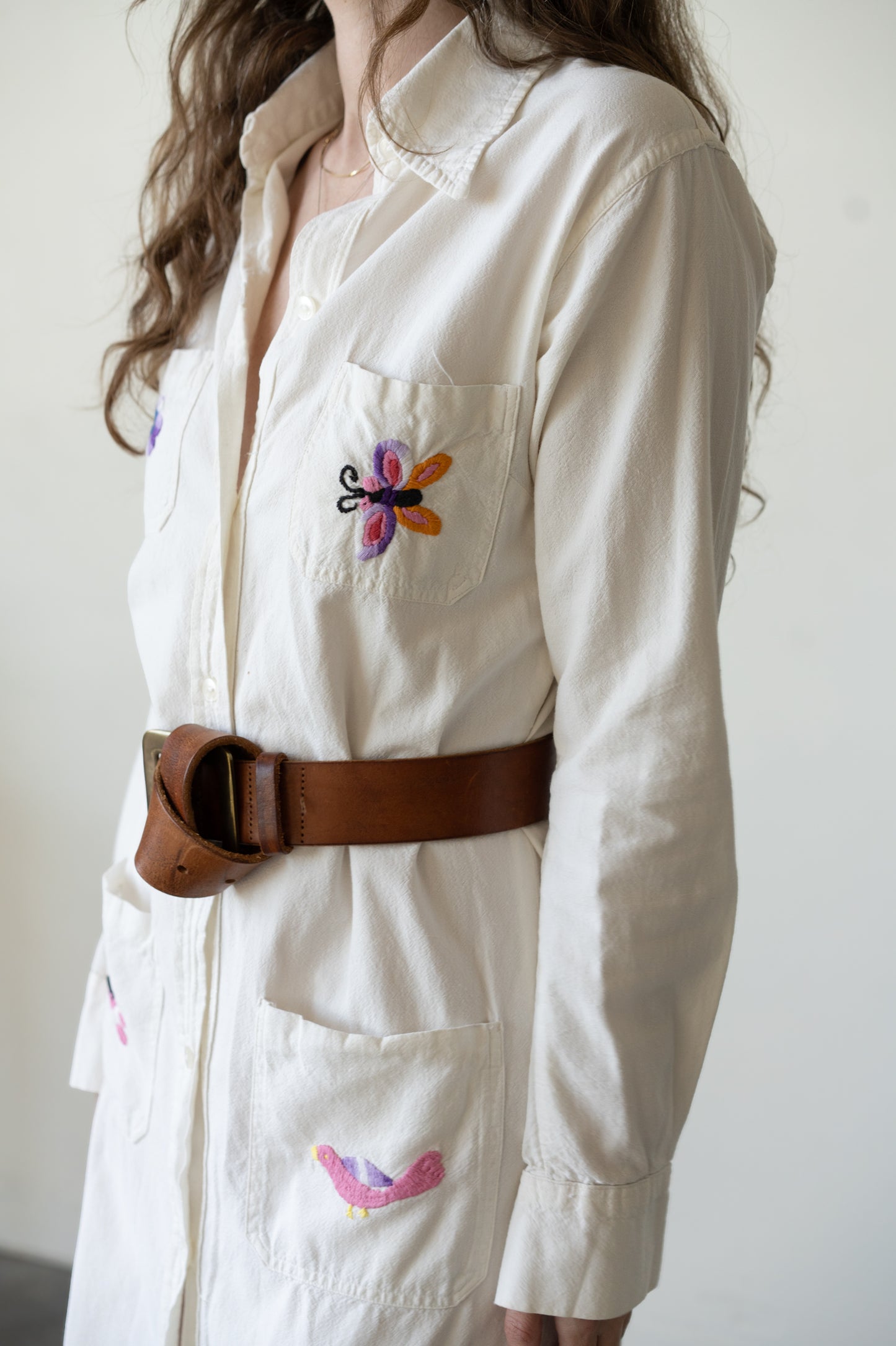 Folk Embroidered Shirt Dress