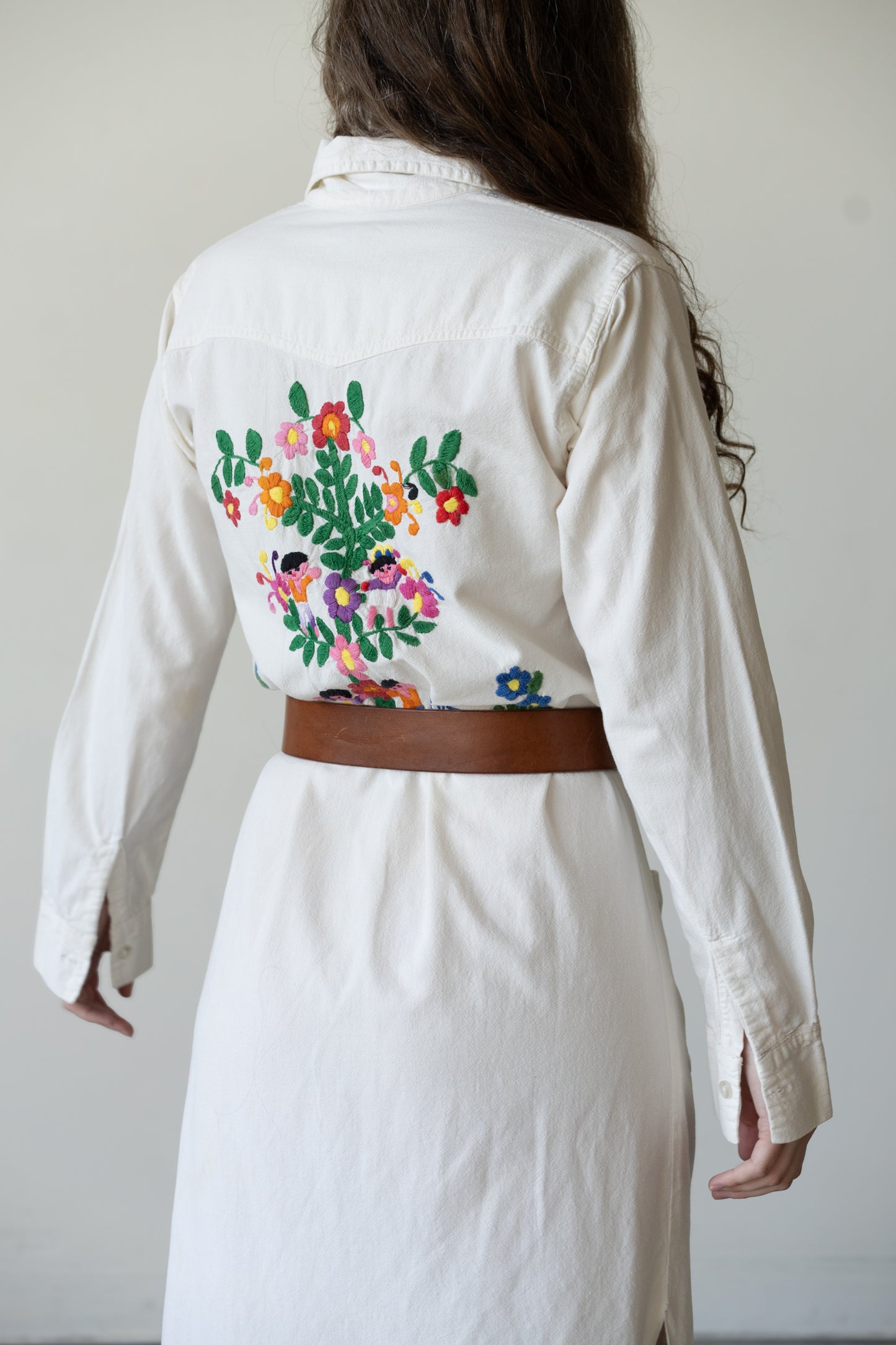 Folk Embroidered Shirt Dress