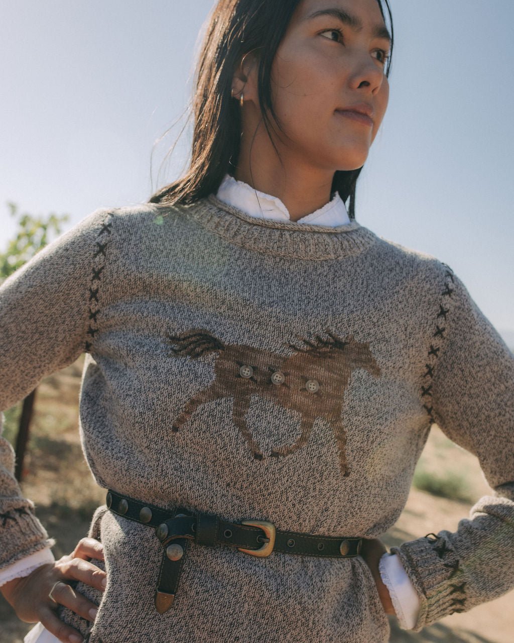 Hand Embroidered Horse Sweater