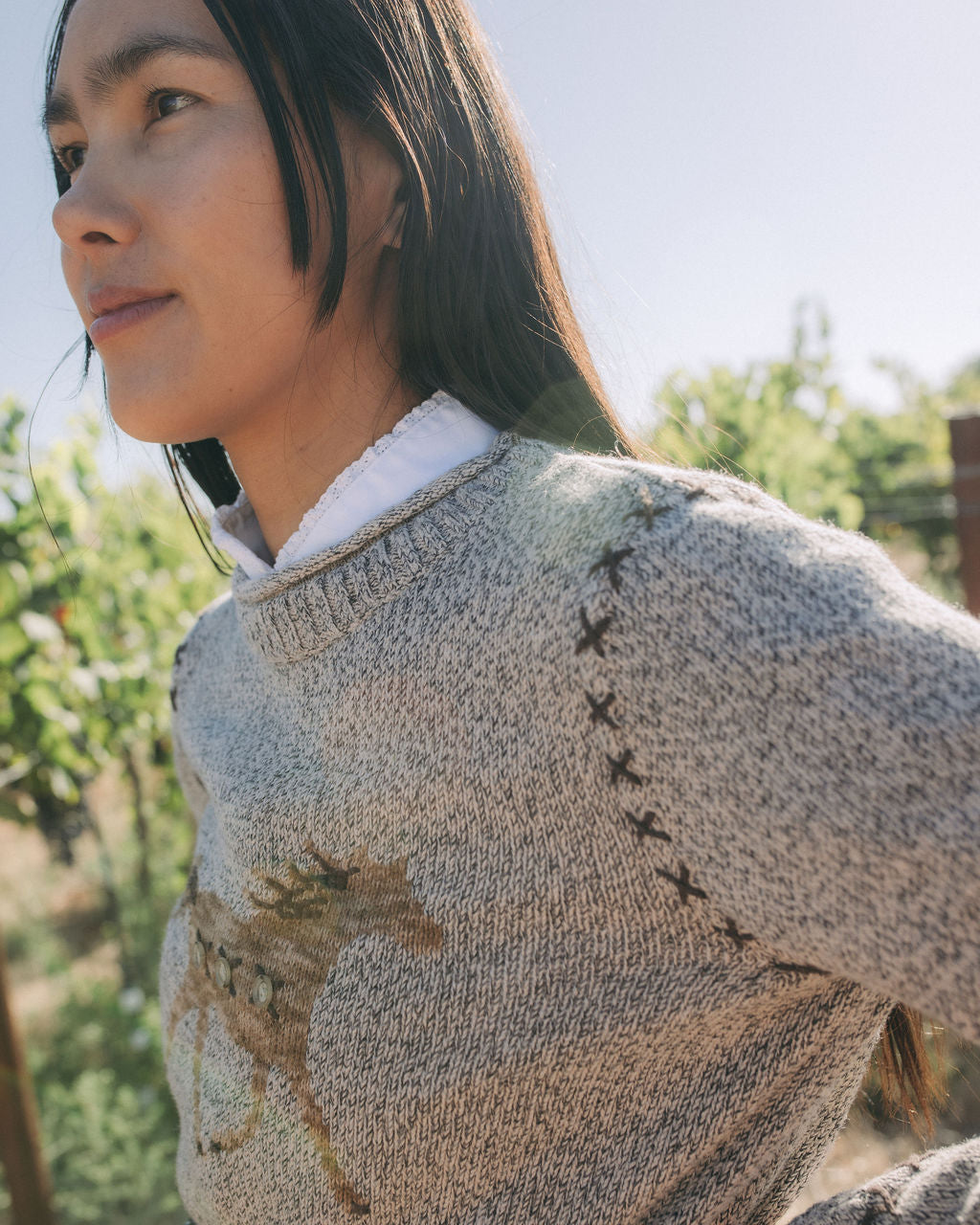 Hand Embroidered Horse Sweater