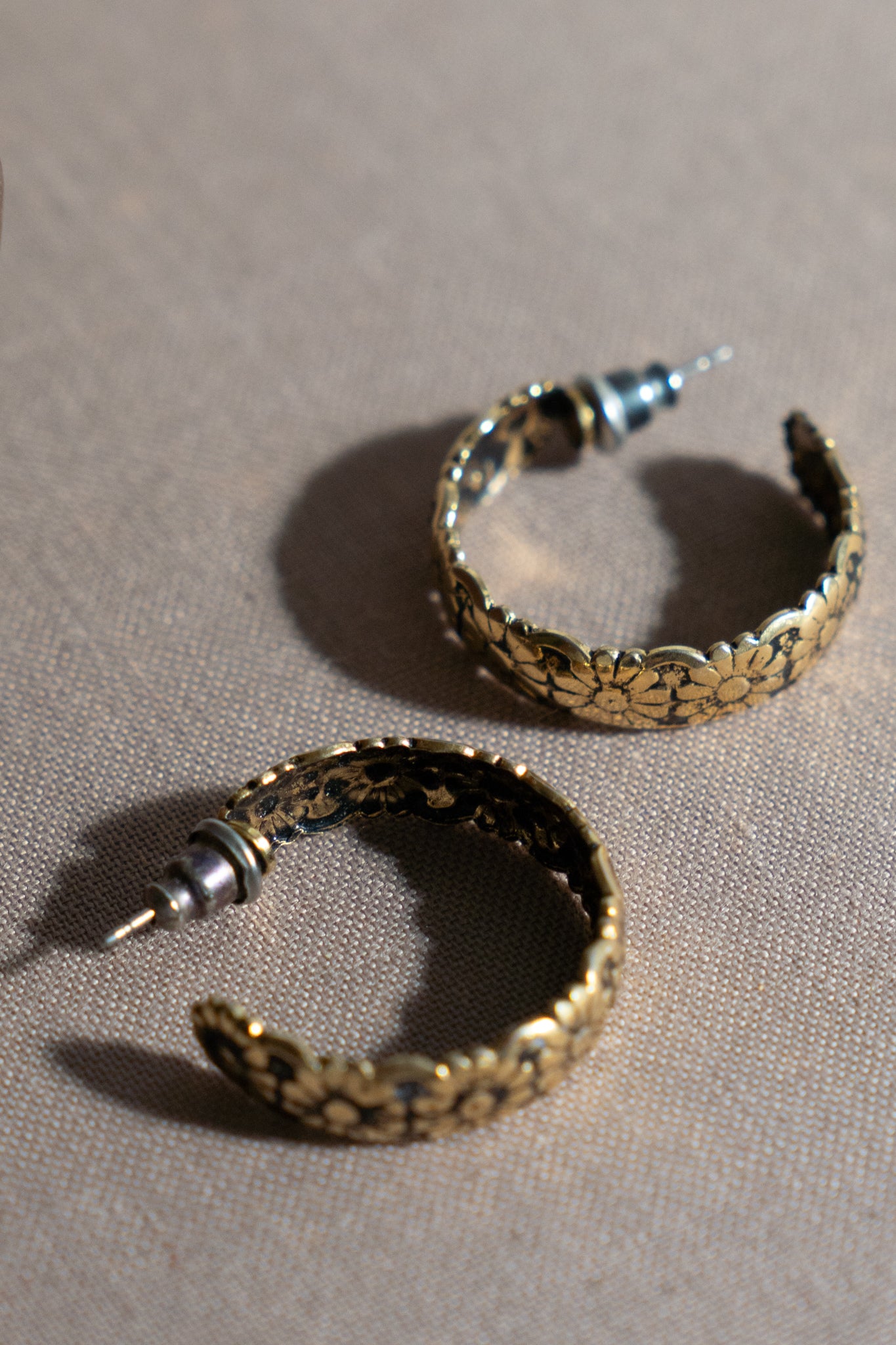 1960's Floral Hoop Earrings