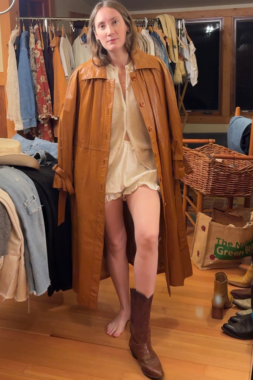 1970's Leather Trench Coat