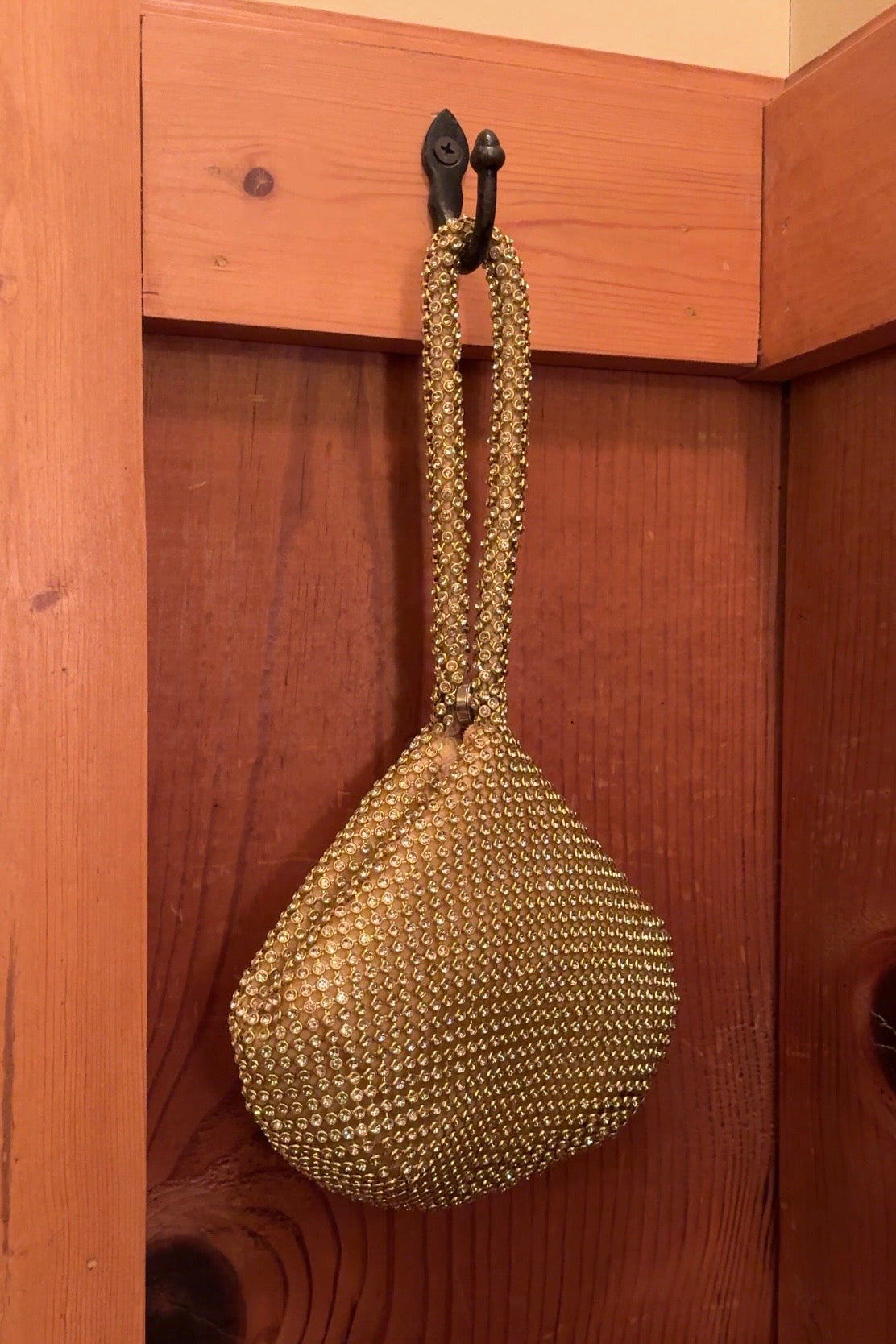 Gold Rhinestone Teardrop Evening Bag